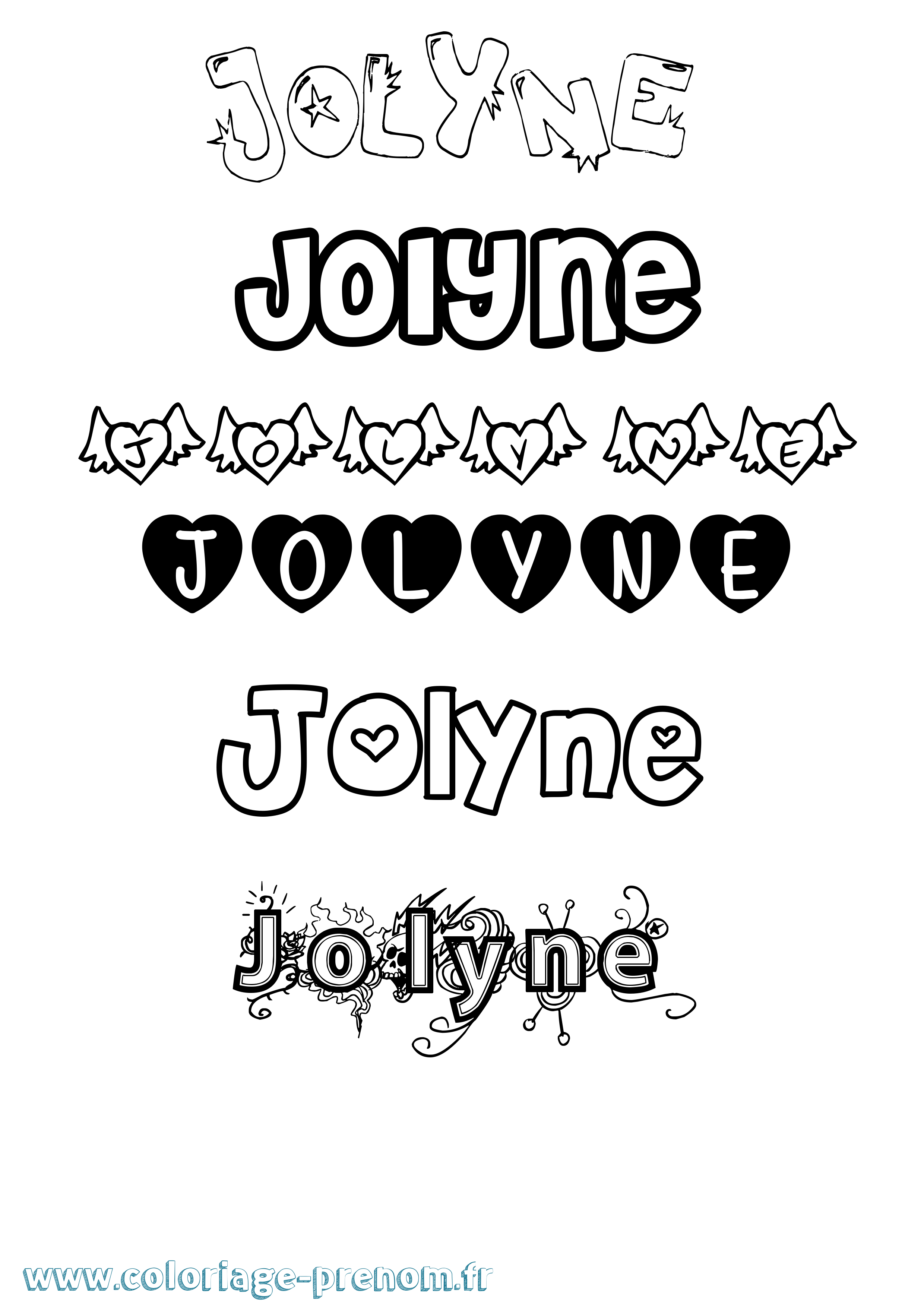 Coloriage Jolyne Girly Coloriage prénom Jolyne Girly