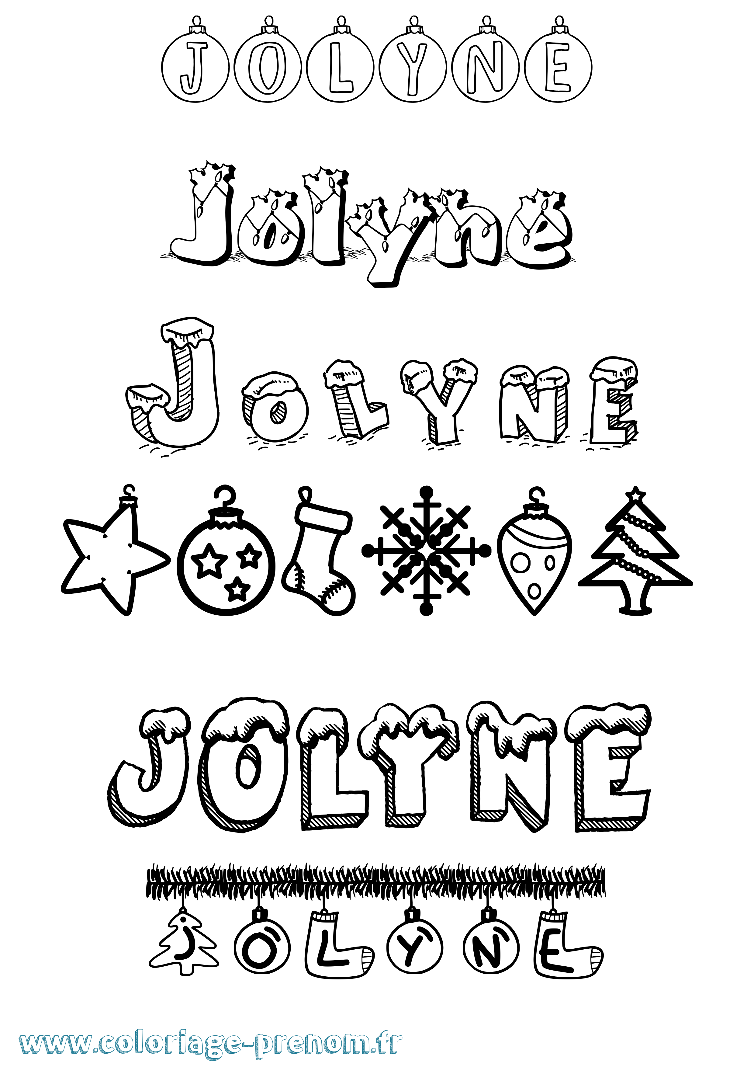 Coloriage Jolyne Noël Coloriage prénom Jolyne Noël