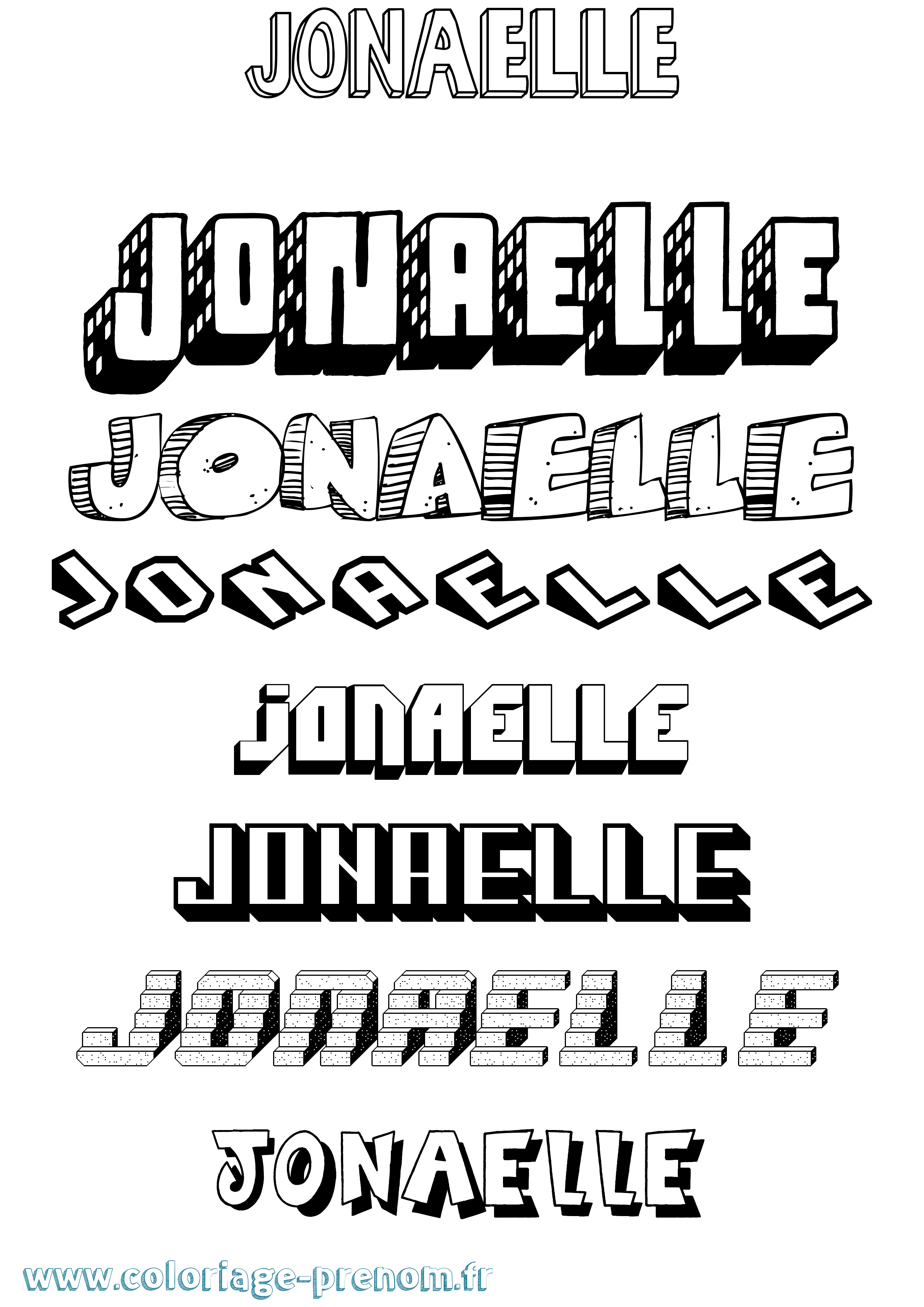 Coloriage Jonaelle Effet 3D Coloriage prénom Jonaelle Effet 3D