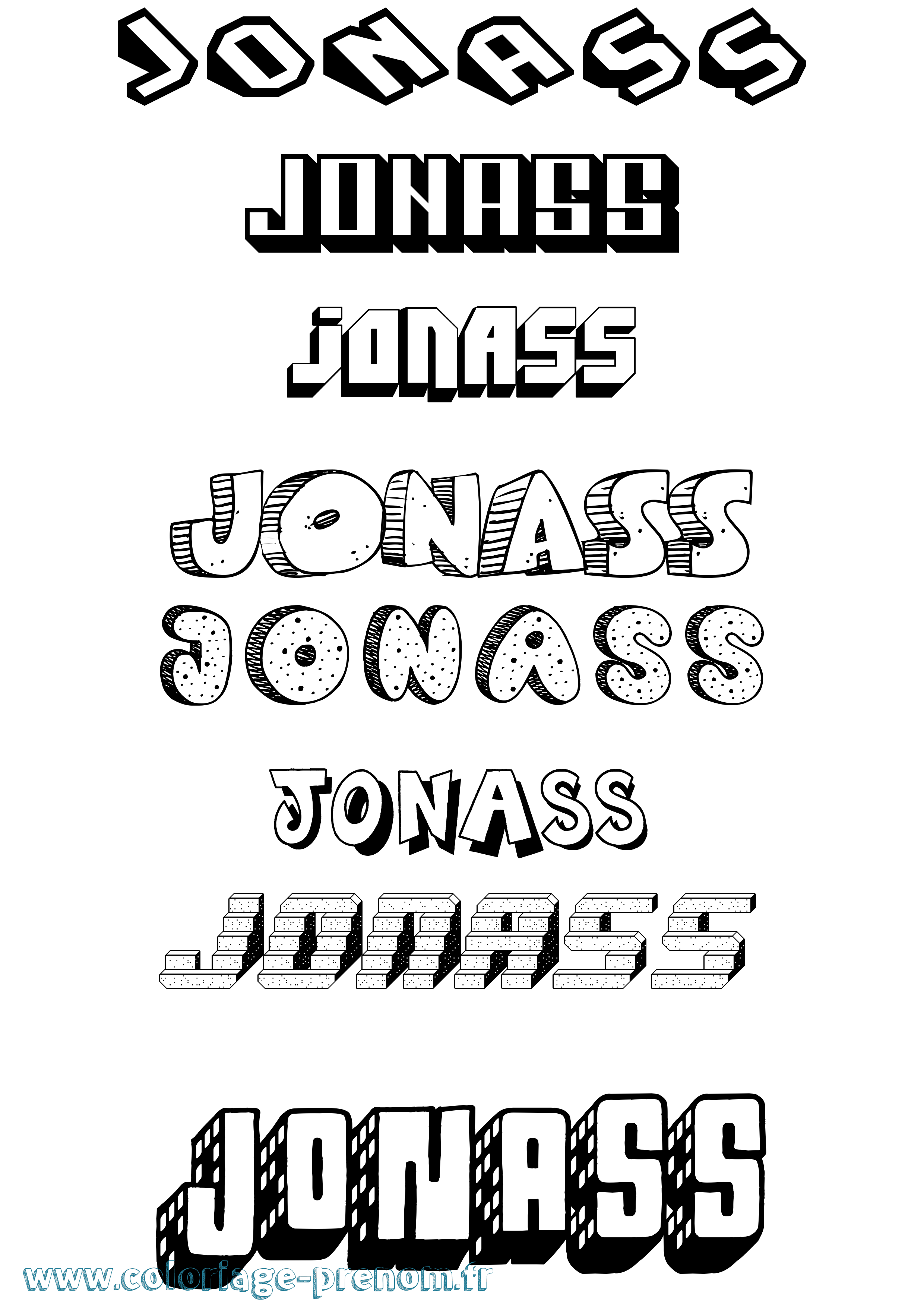 Coloriage Jonass Effet 3D Coloriage prénom Jonass Effet 3D
