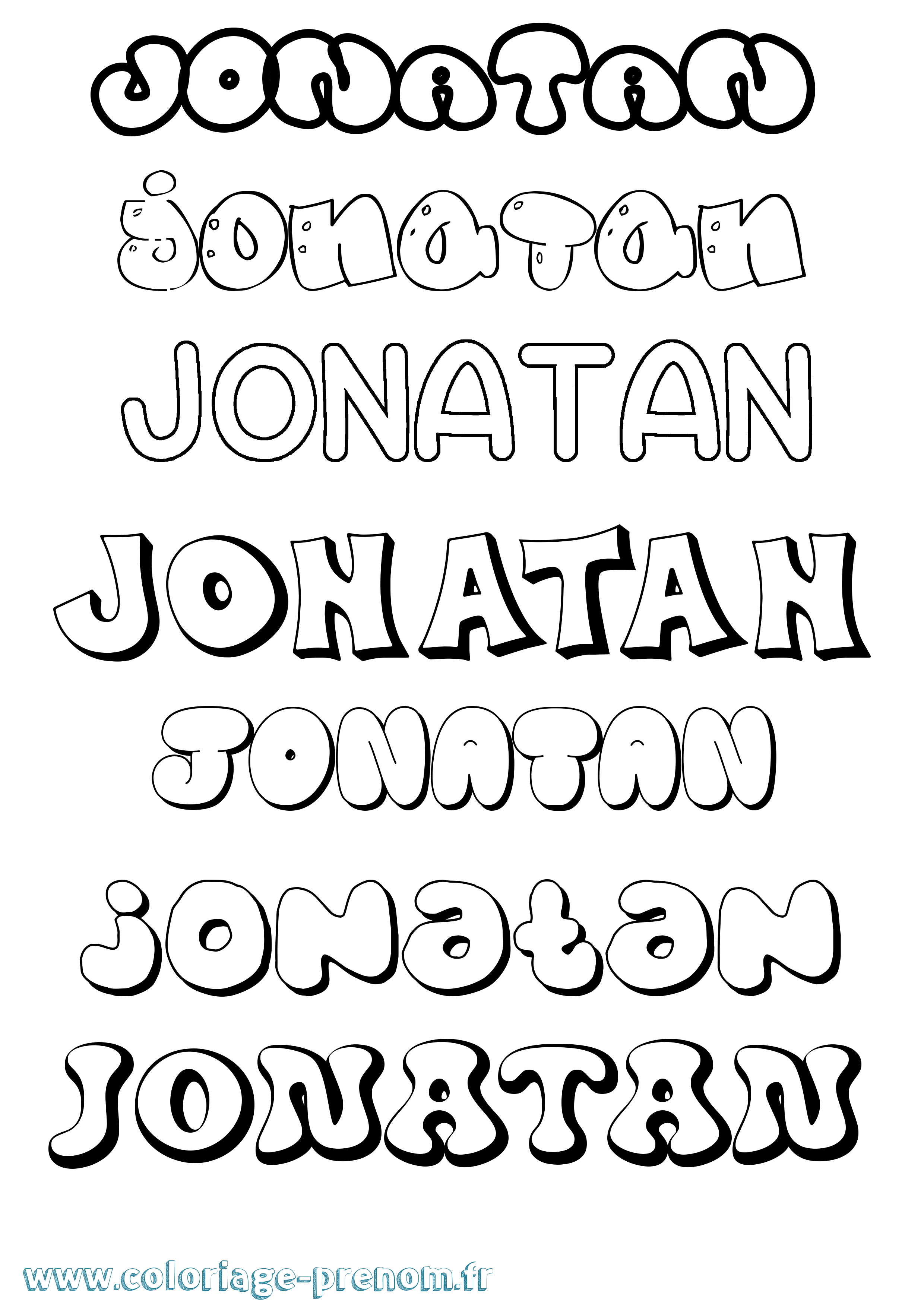 Coloriage Jonatan Bubble Coloriage prénom Jonatan Bubble