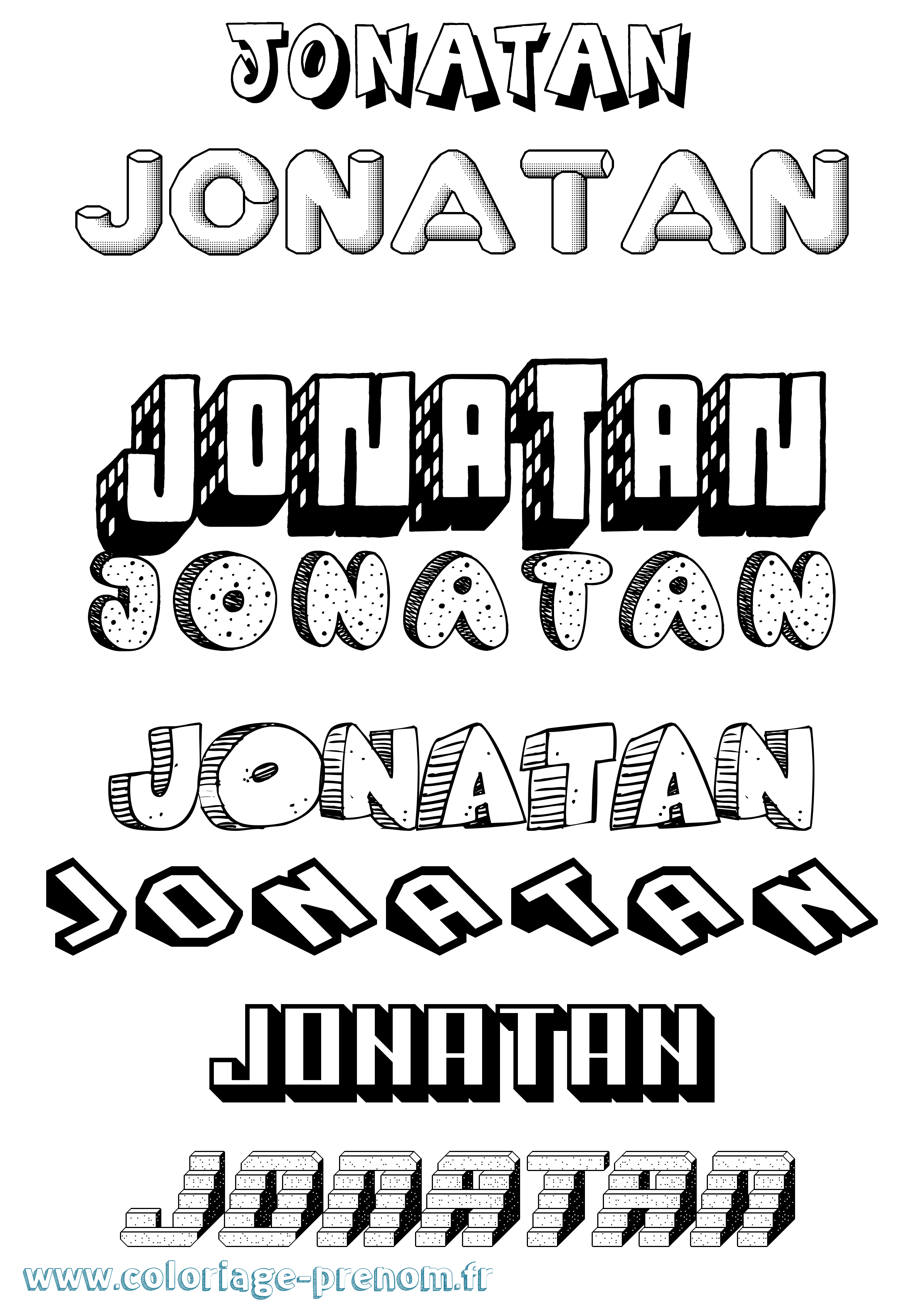 Coloriage Jonatan Effet 3D Coloriage prénom Jonatan Effet 3D