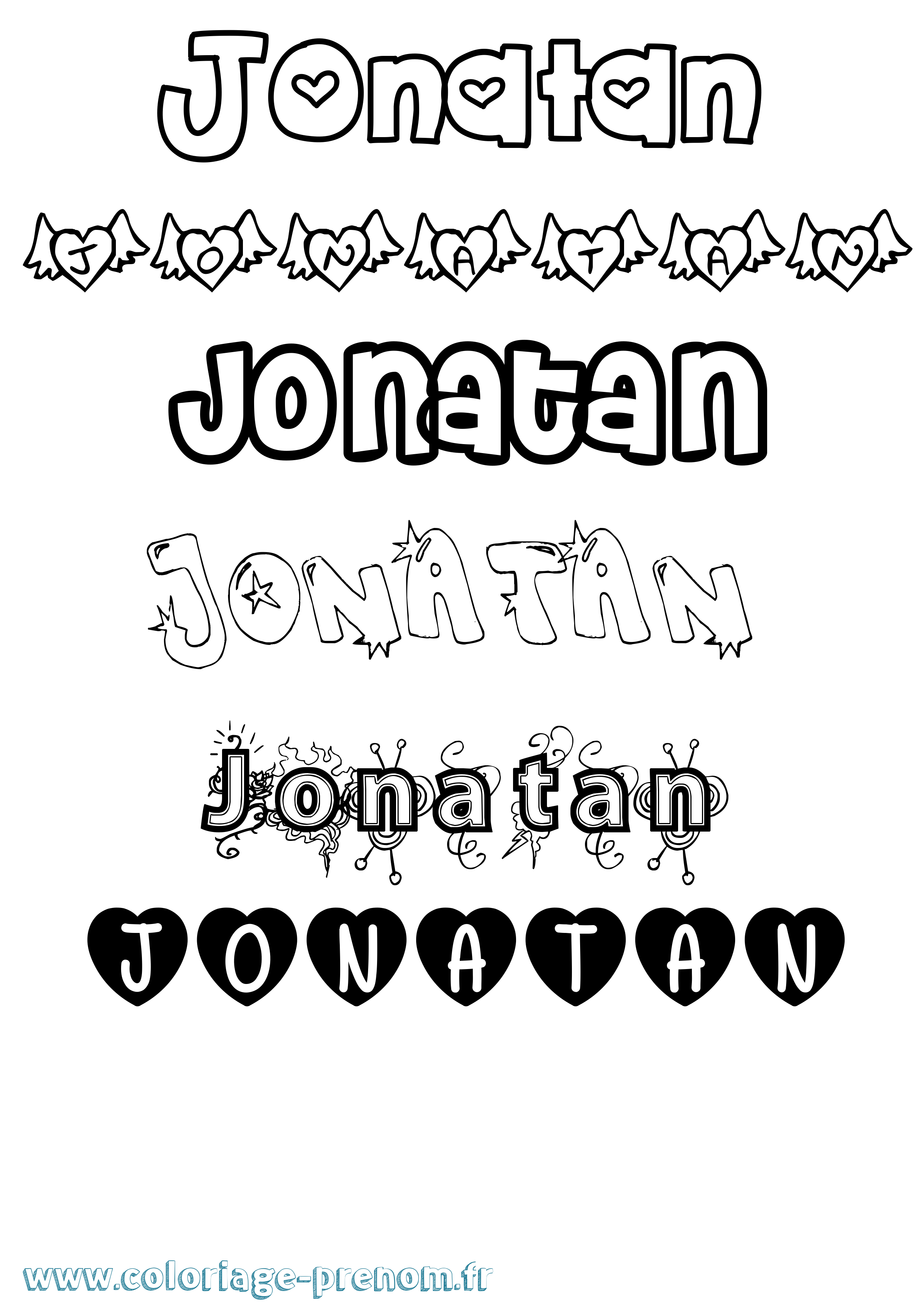Coloriage Jonatan Girly Coloriage prénom Jonatan Girly