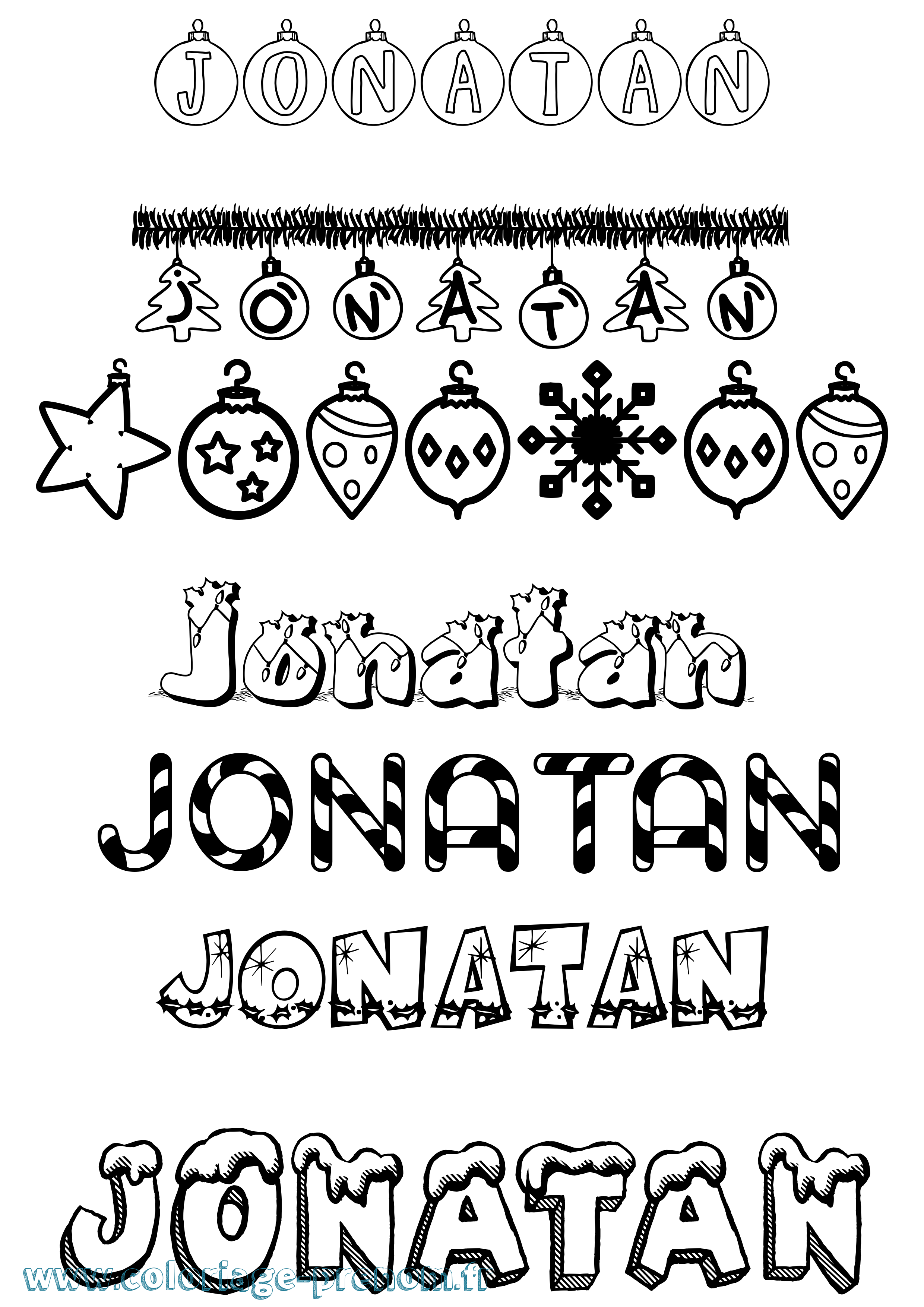 Coloriage Jonatan Noël Coloriage prénom Jonatan Noël