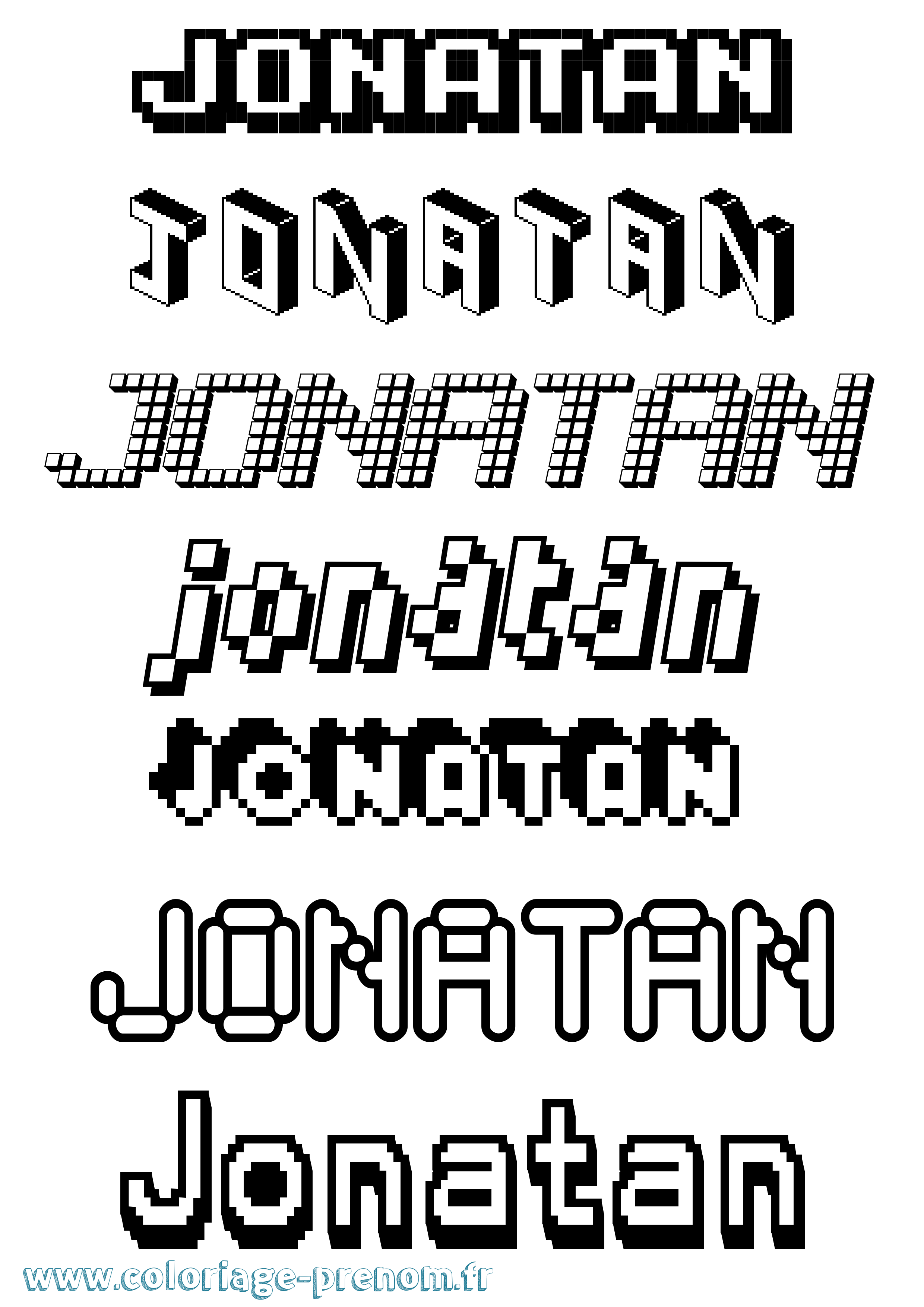 Coloriage Jonatan Pixel Coloriage prénom Jonatan Pixel