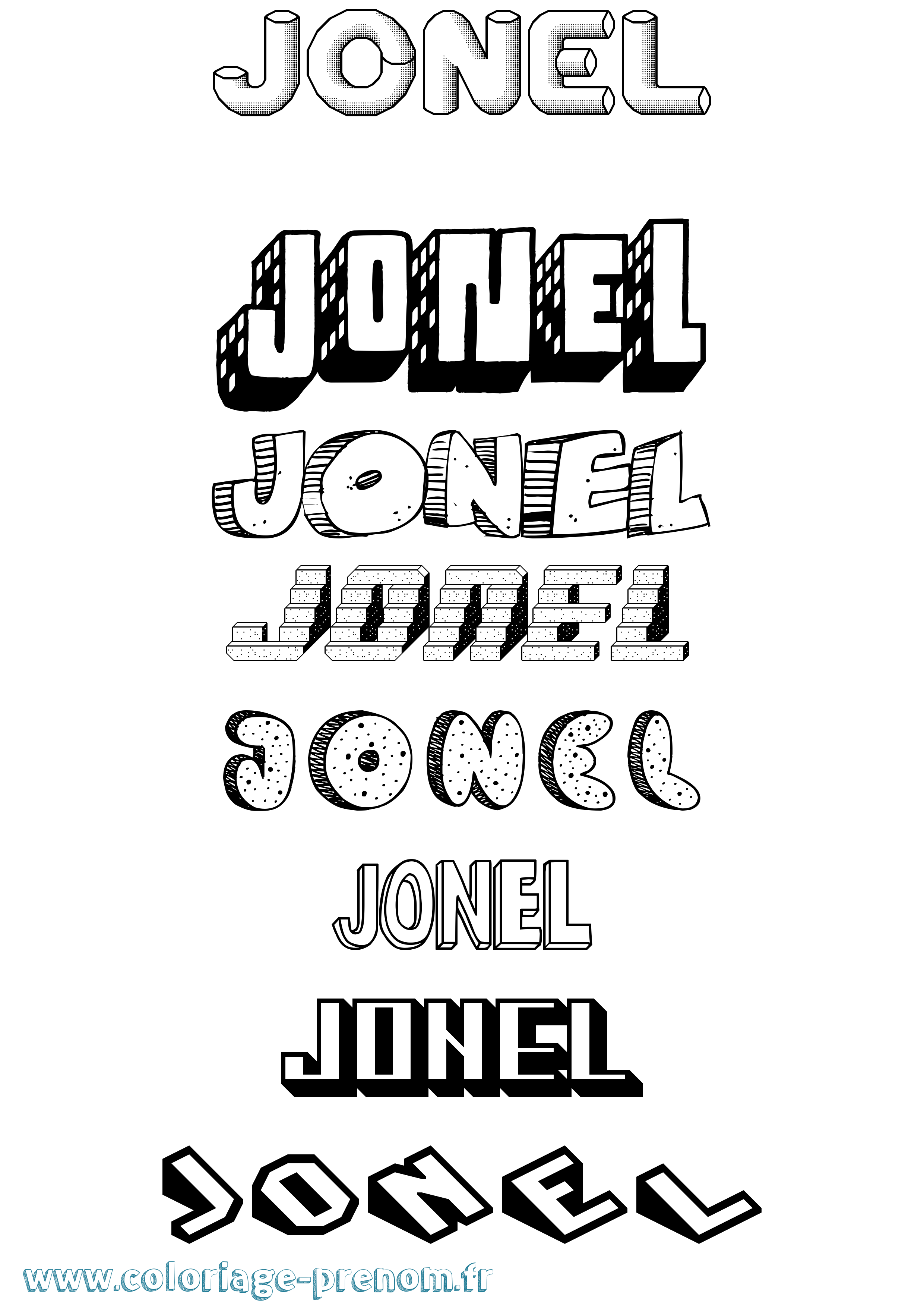 Coloriage Jonel Effet 3D Coloriage prénom Jonel Effet 3D