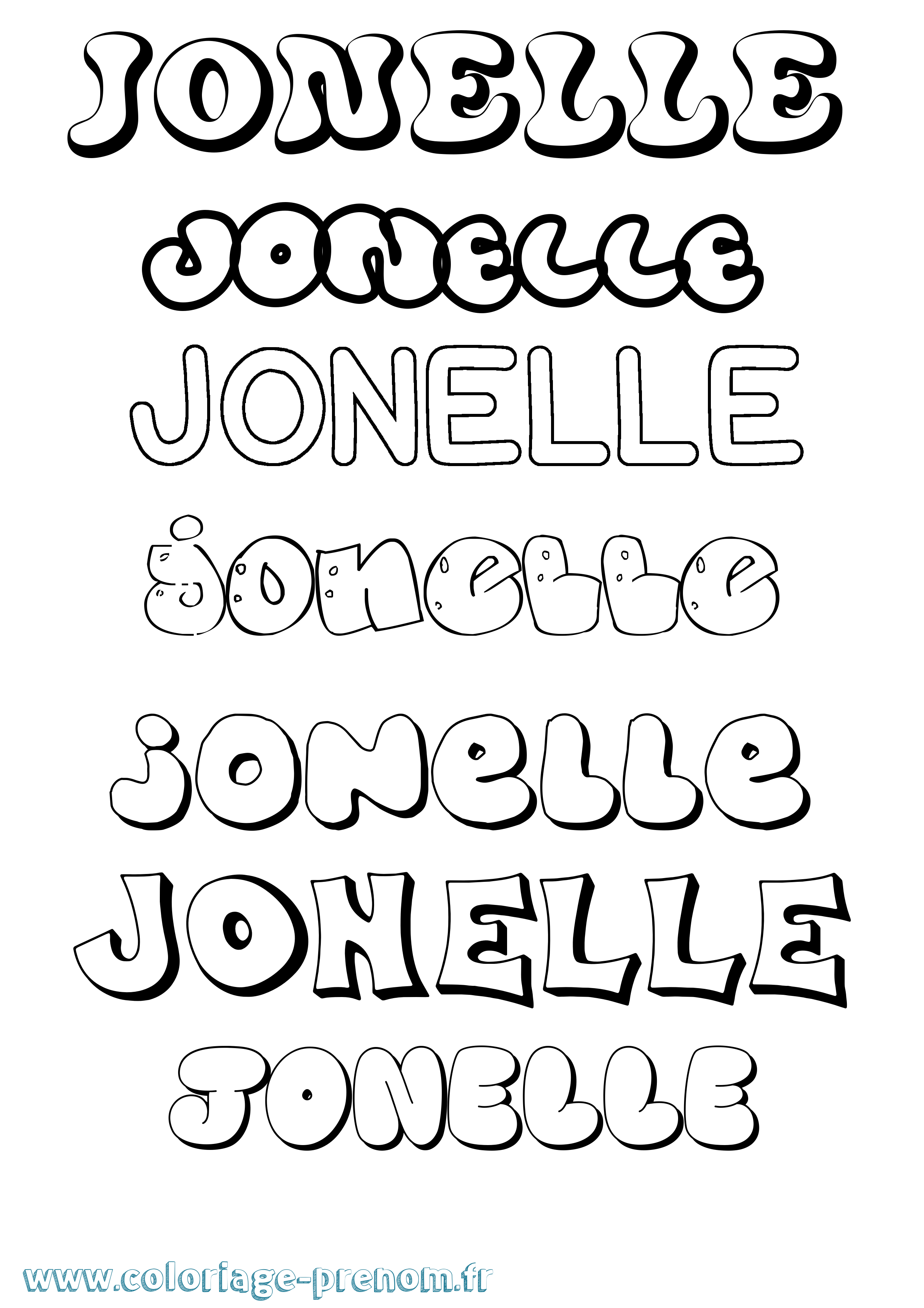 Coloriage Jonelle Bubble Coloriage prénom Jonelle Bubble