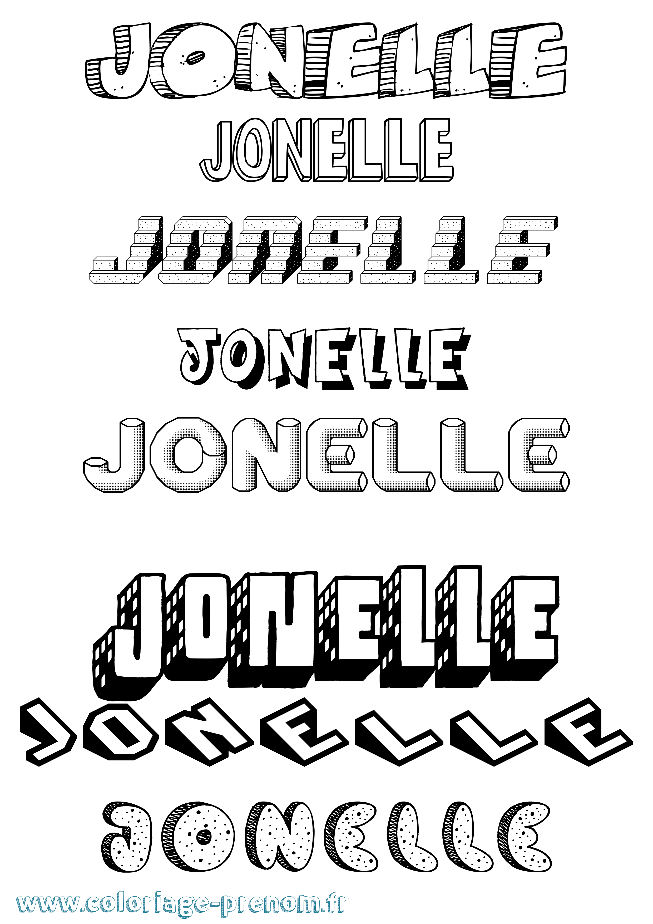 Coloriage Jonelle Effet 3D Coloriage prénom Jonelle Effet 3D