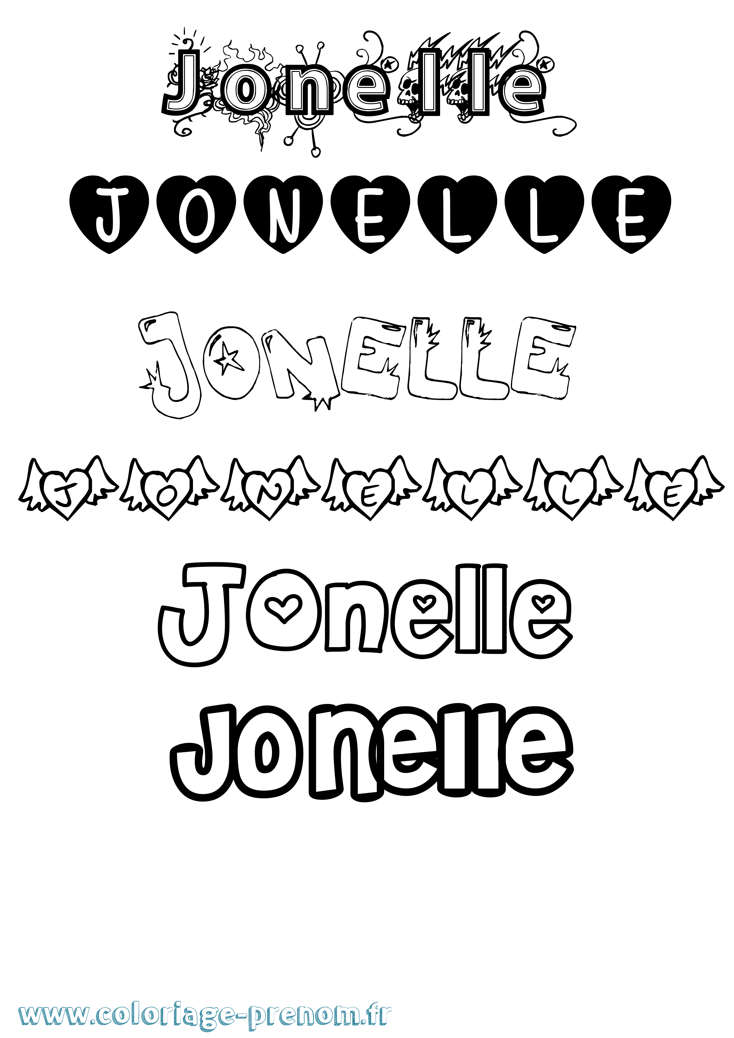 Coloriage Jonelle Girly Coloriage prénom Jonelle Girly