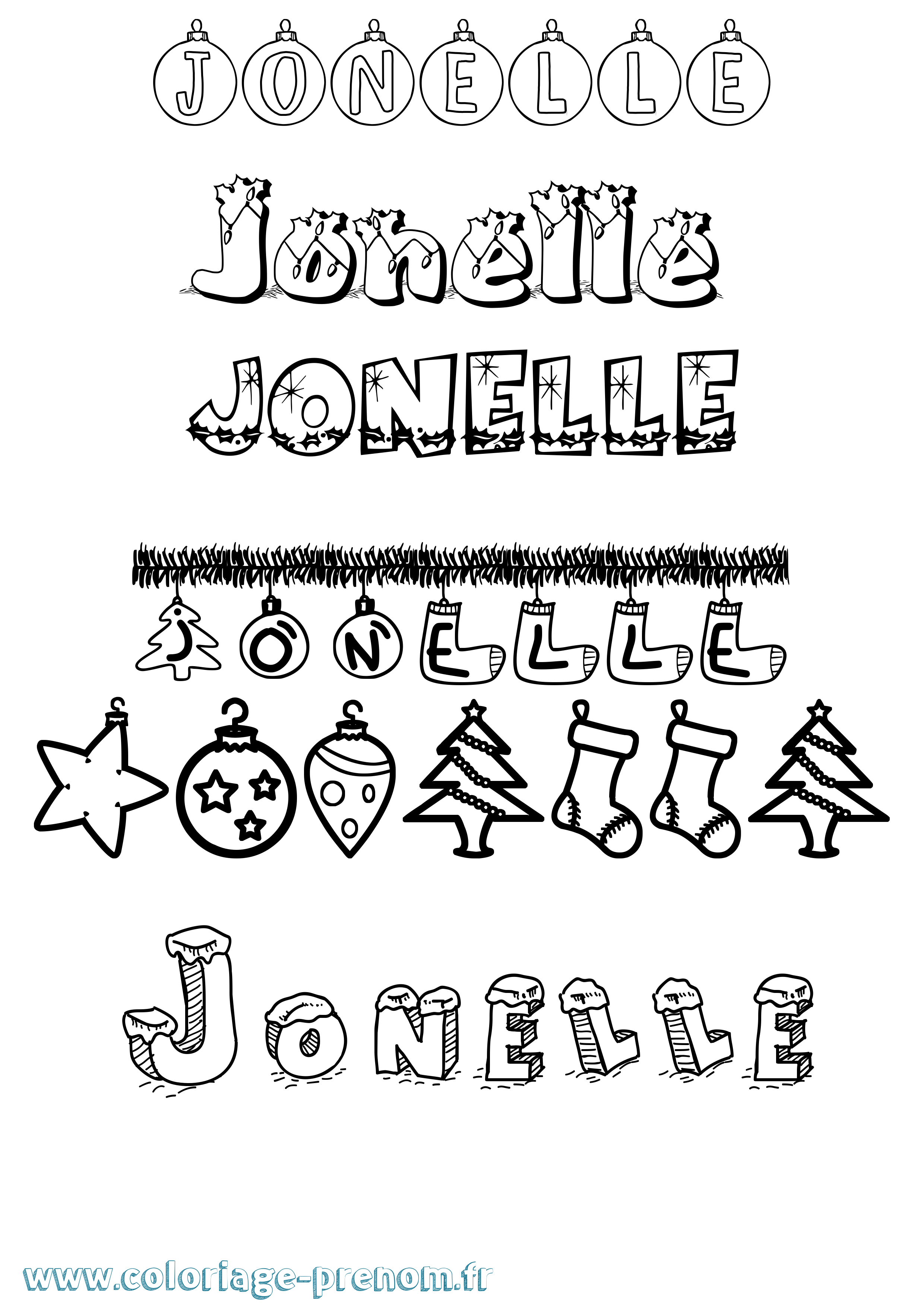 Coloriage Jonelle Noël Coloriage prénom Jonelle Noël