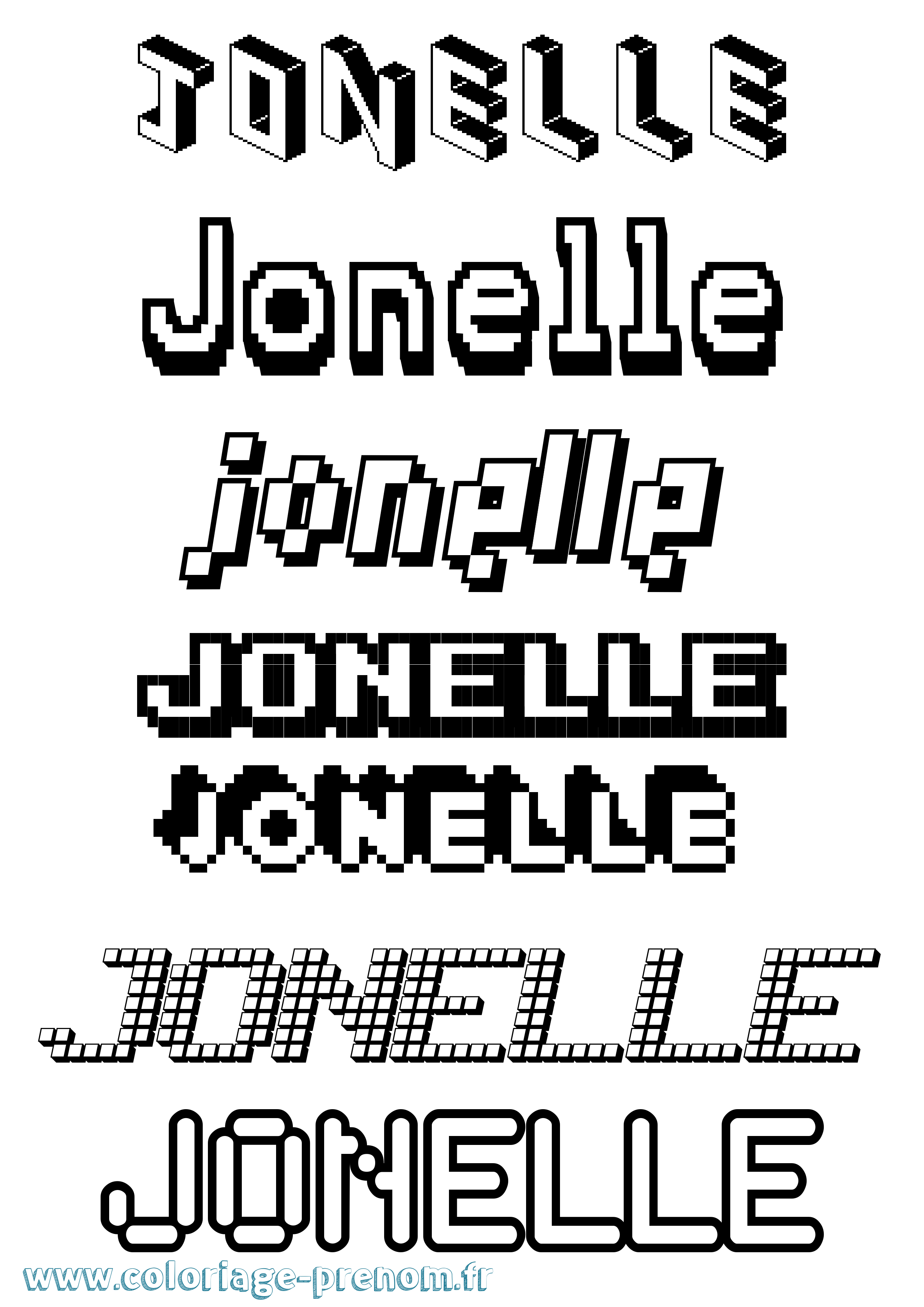 Coloriage Jonelle Pixel Coloriage prénom Jonelle Pixel