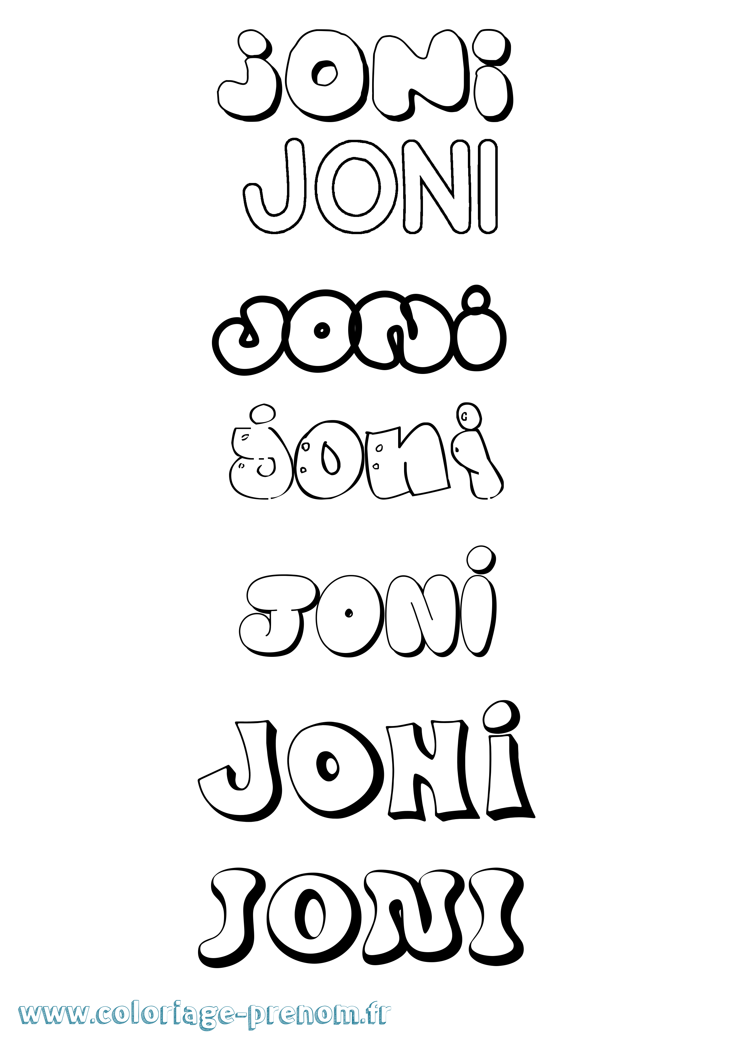 Coloriage Joni Bubble Coloriage prénom Joni Bubble