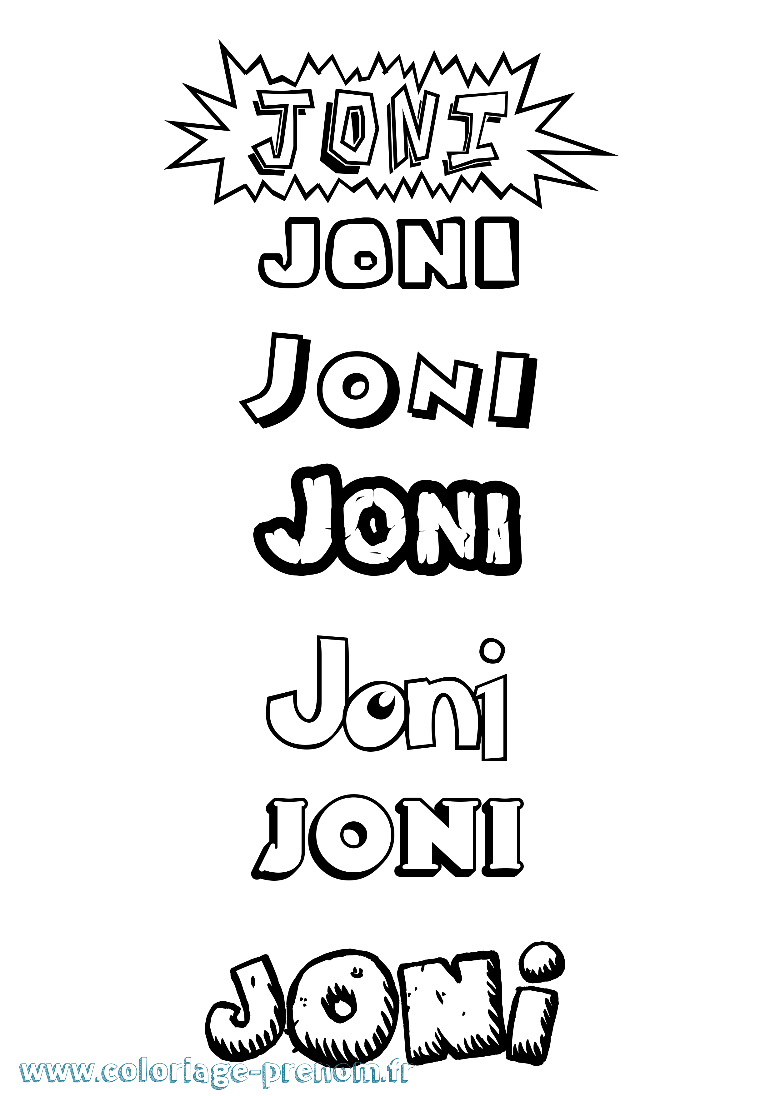 Coloriage Joni Dessin Animé Coloriage prénom Joni Dessin Animé