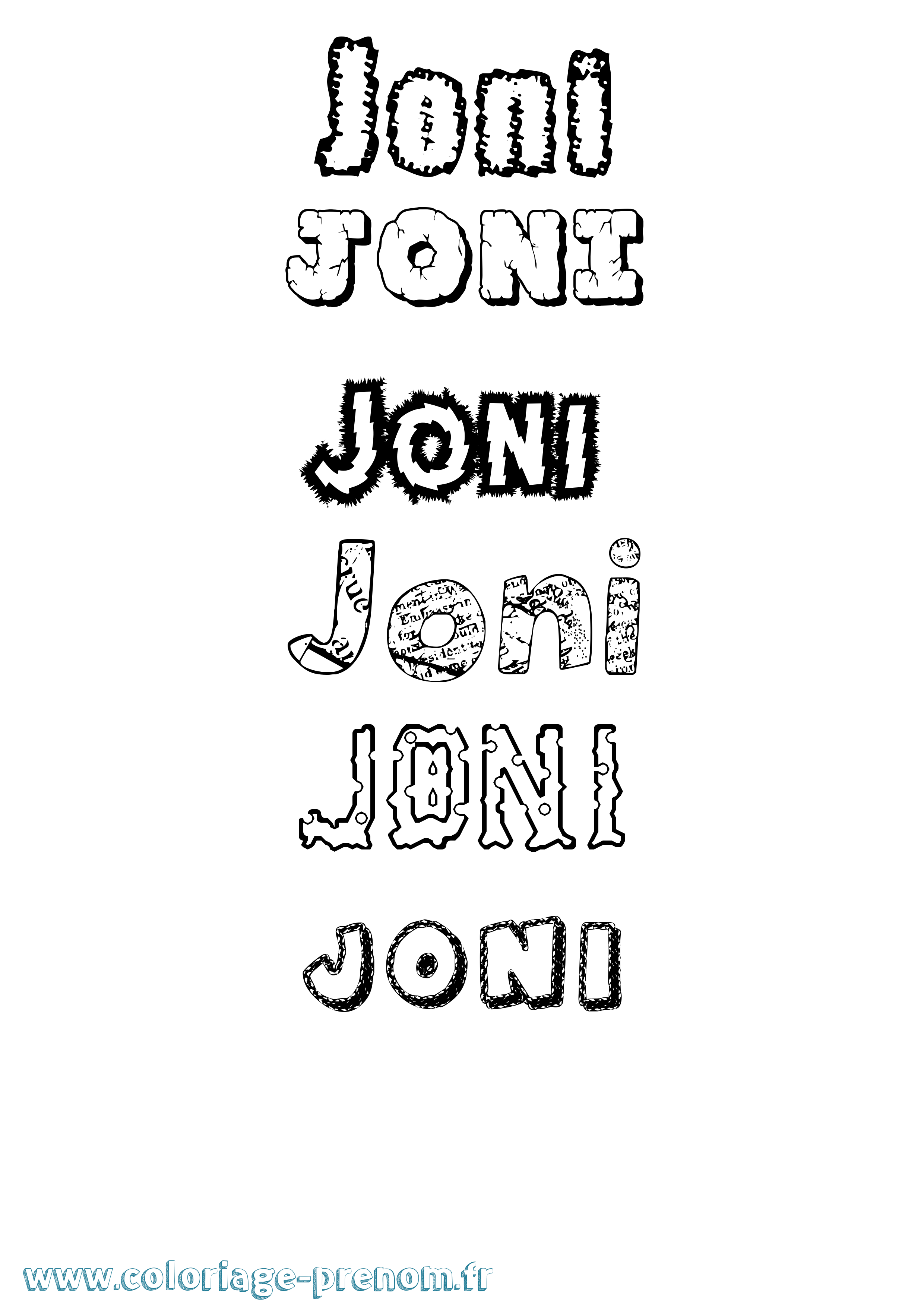 Coloriage Joni Destructuré Coloriage prénom Joni Destructuré