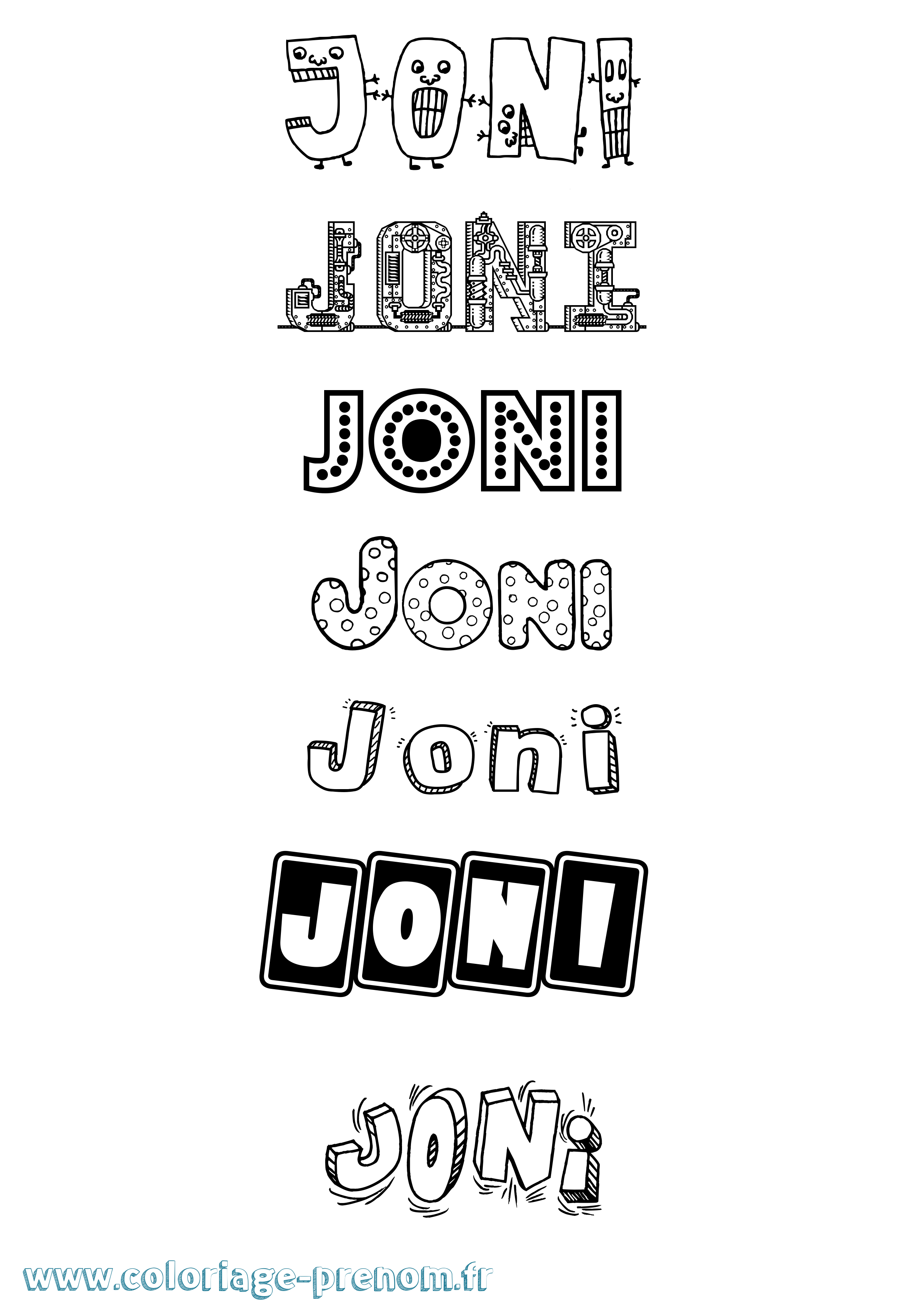 Coloriage Joni Fun Coloriage prénom Joni Fun