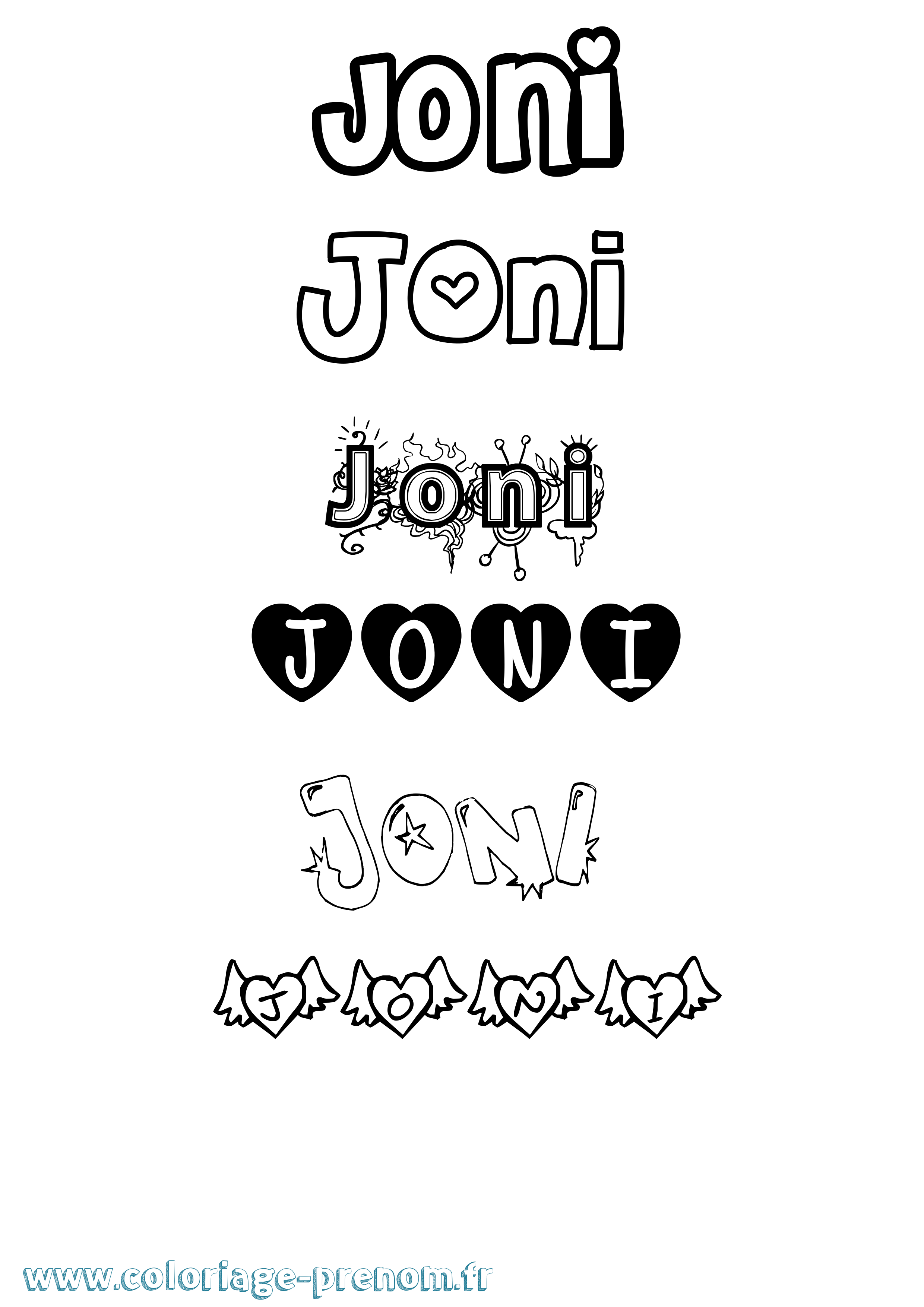 Coloriage Joni Girly Coloriage prénom Joni Girly