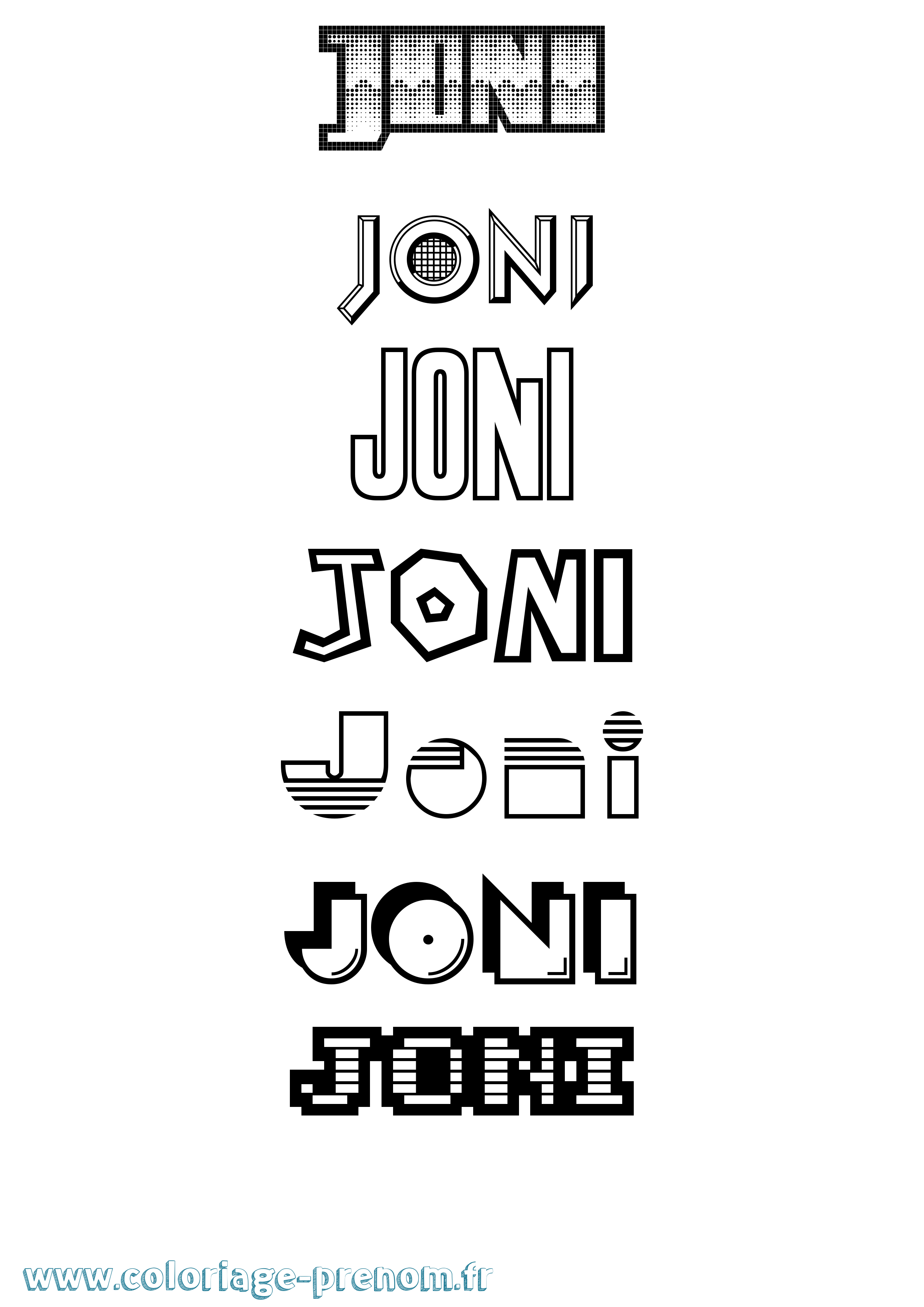 Coloriage Joni Jeux Vidéos Coloriage prénom Joni Jeux Vidéos