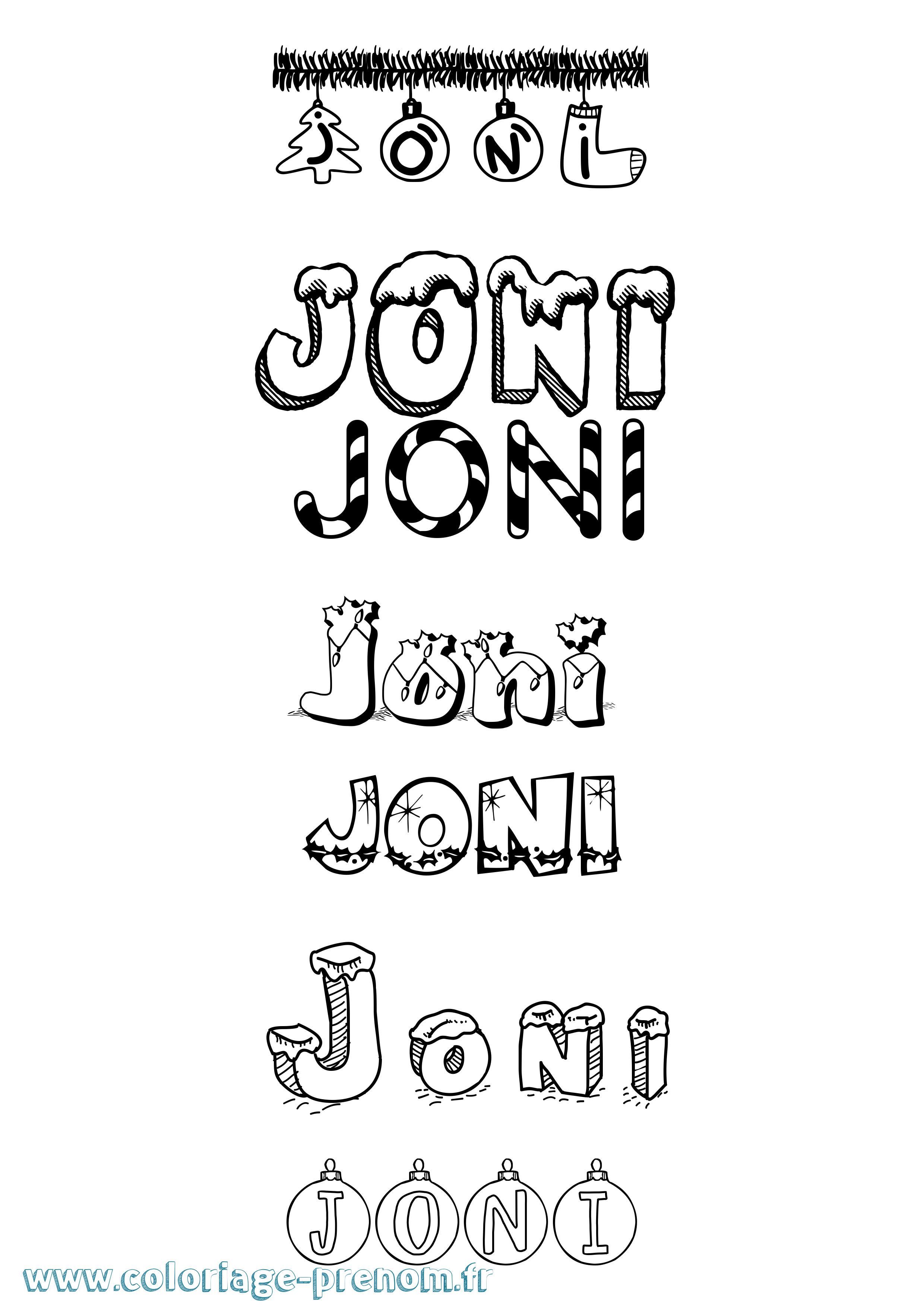 Coloriage Joni Noël Coloriage prénom Joni Noël