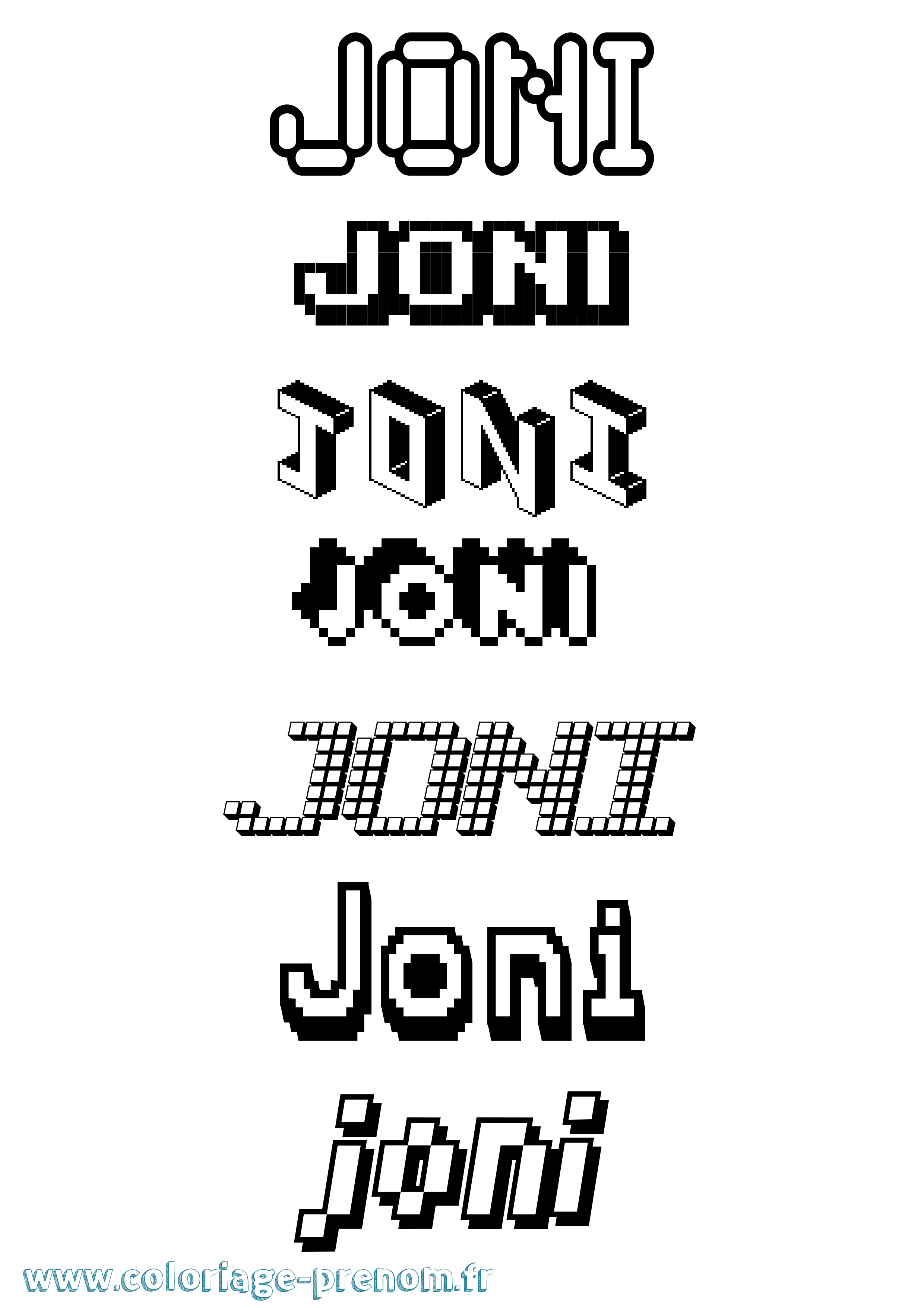 Coloriage Joni Pixel Coloriage prénom Joni Pixel