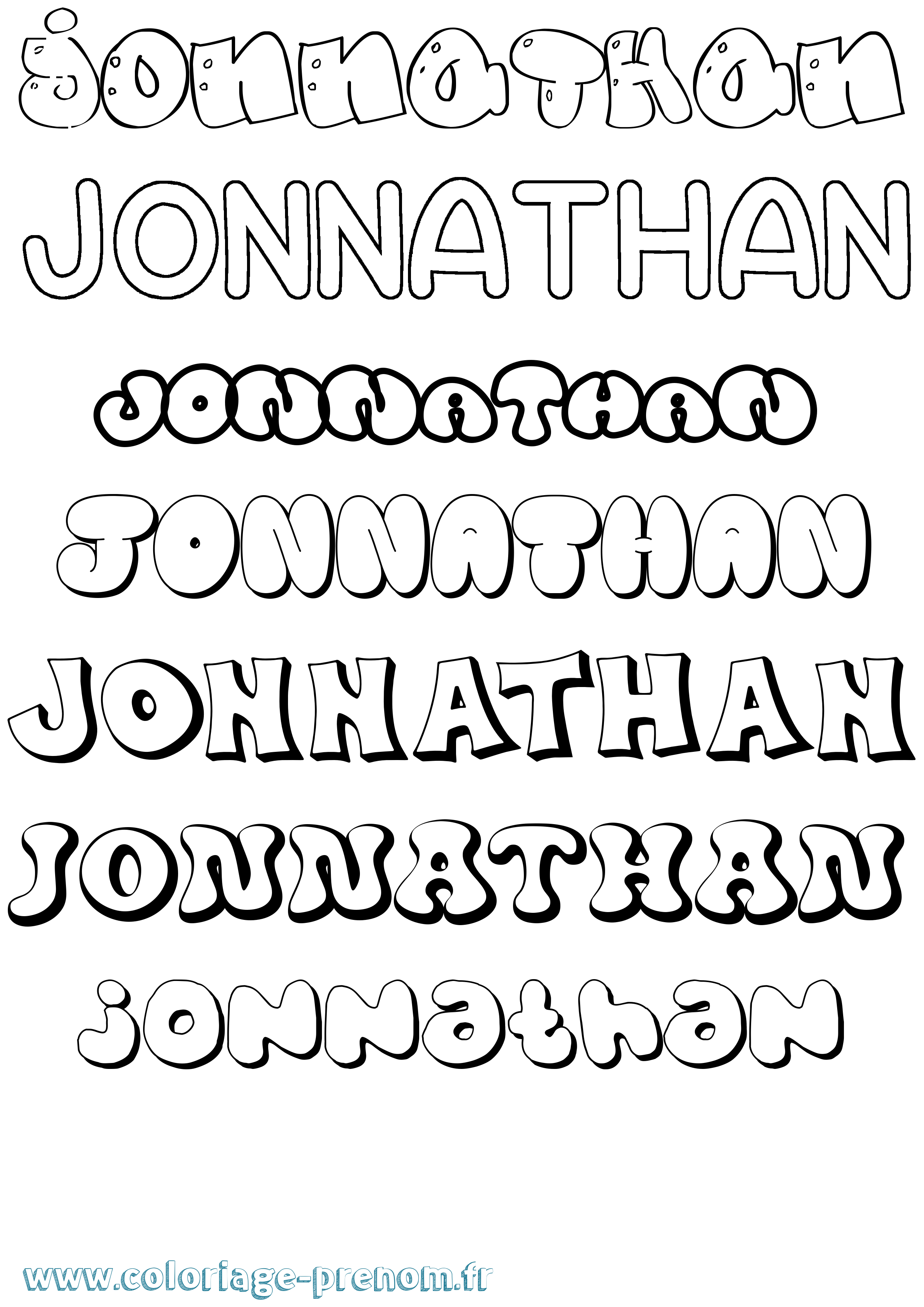 Coloriage Jonnathan Bubble Coloriage prénom Jonnathan Bubble