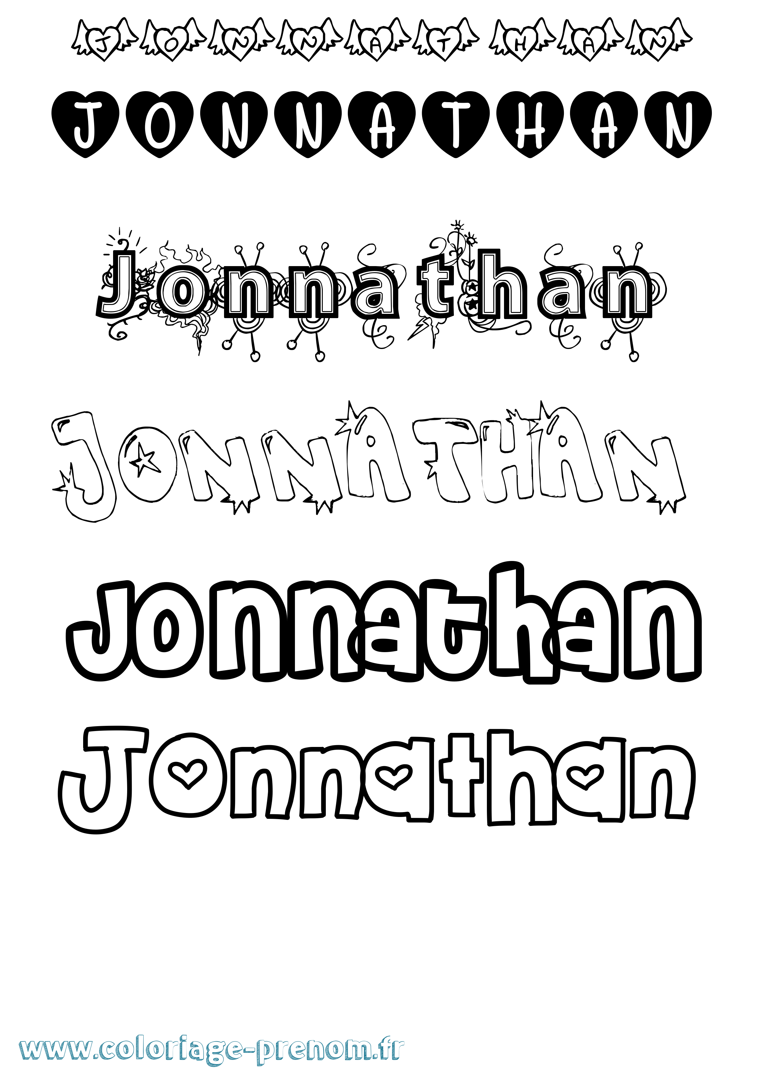 Coloriage Jonnathan Girly Coloriage prénom Jonnathan Girly