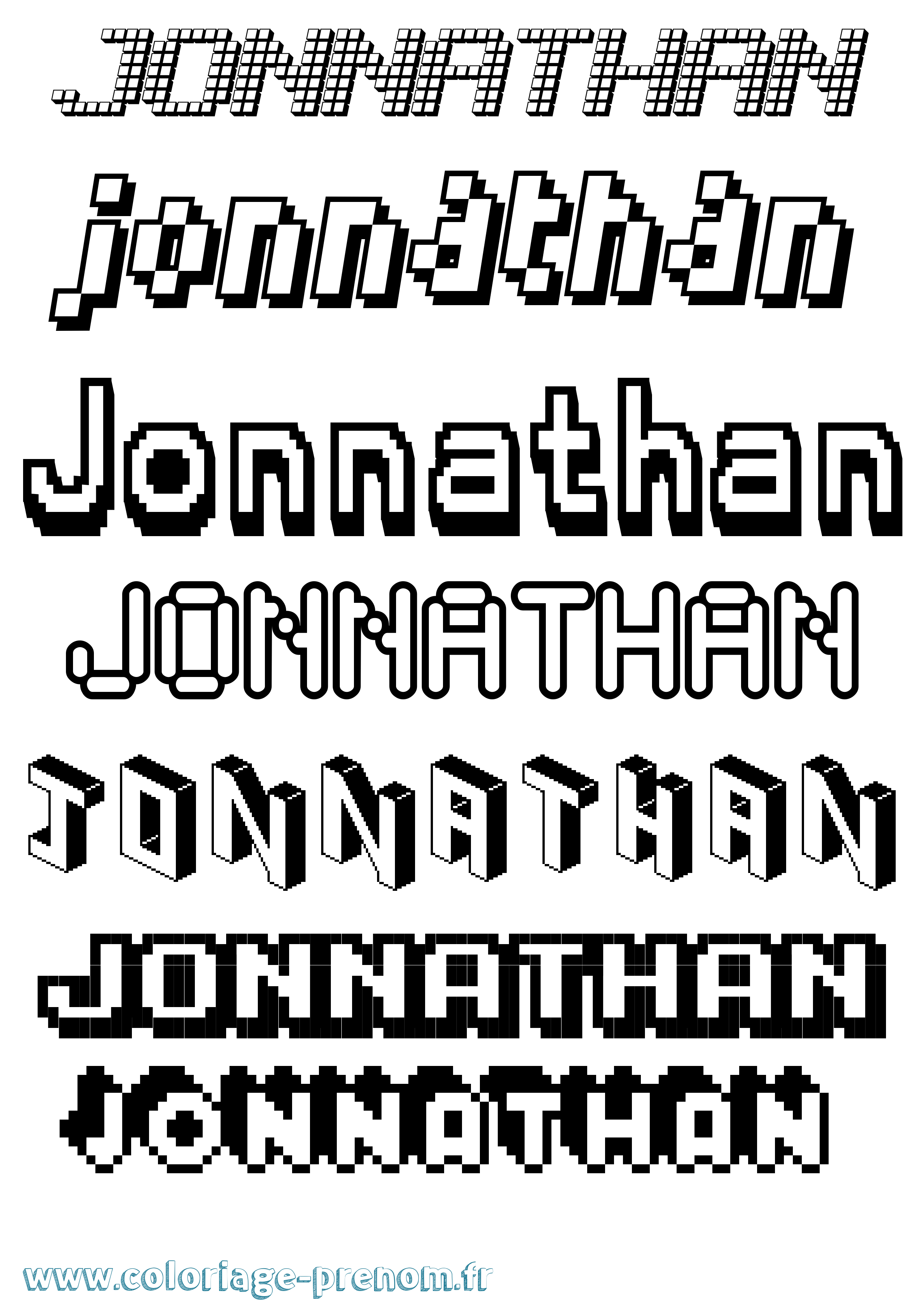 Coloriage Jonnathan Pixel Coloriage prénom Jonnathan Pixel
