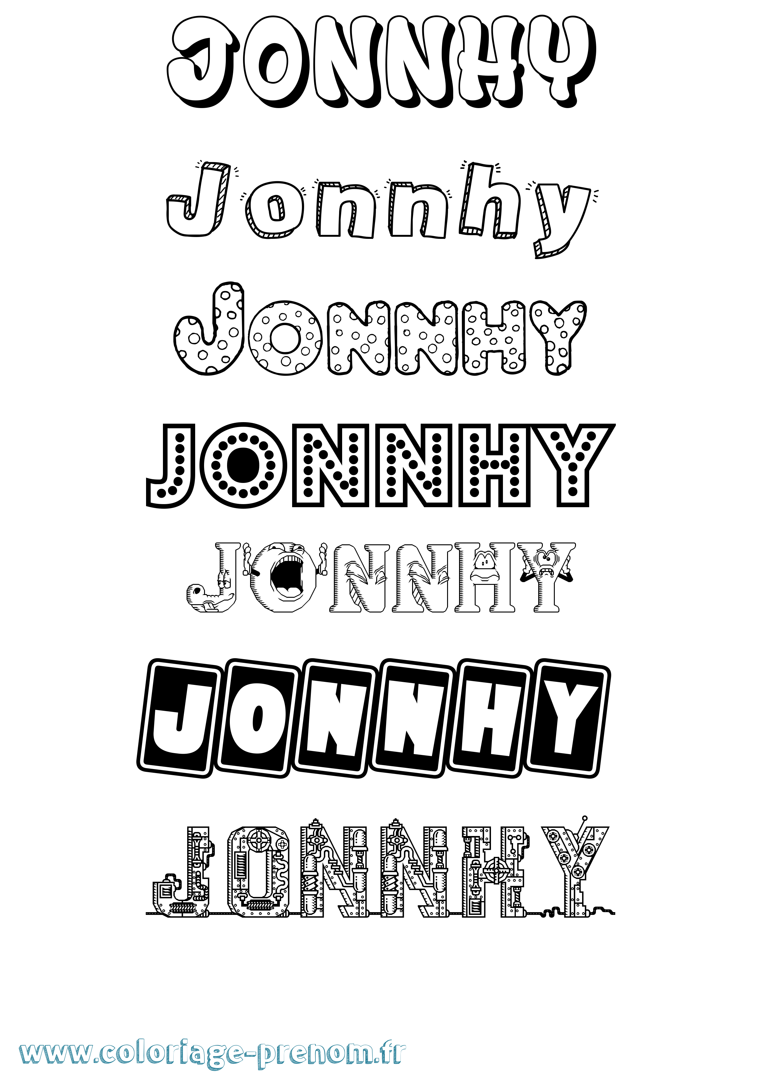 Coloriage Jonnhy Fun Coloriage prénom Jonnhy Fun