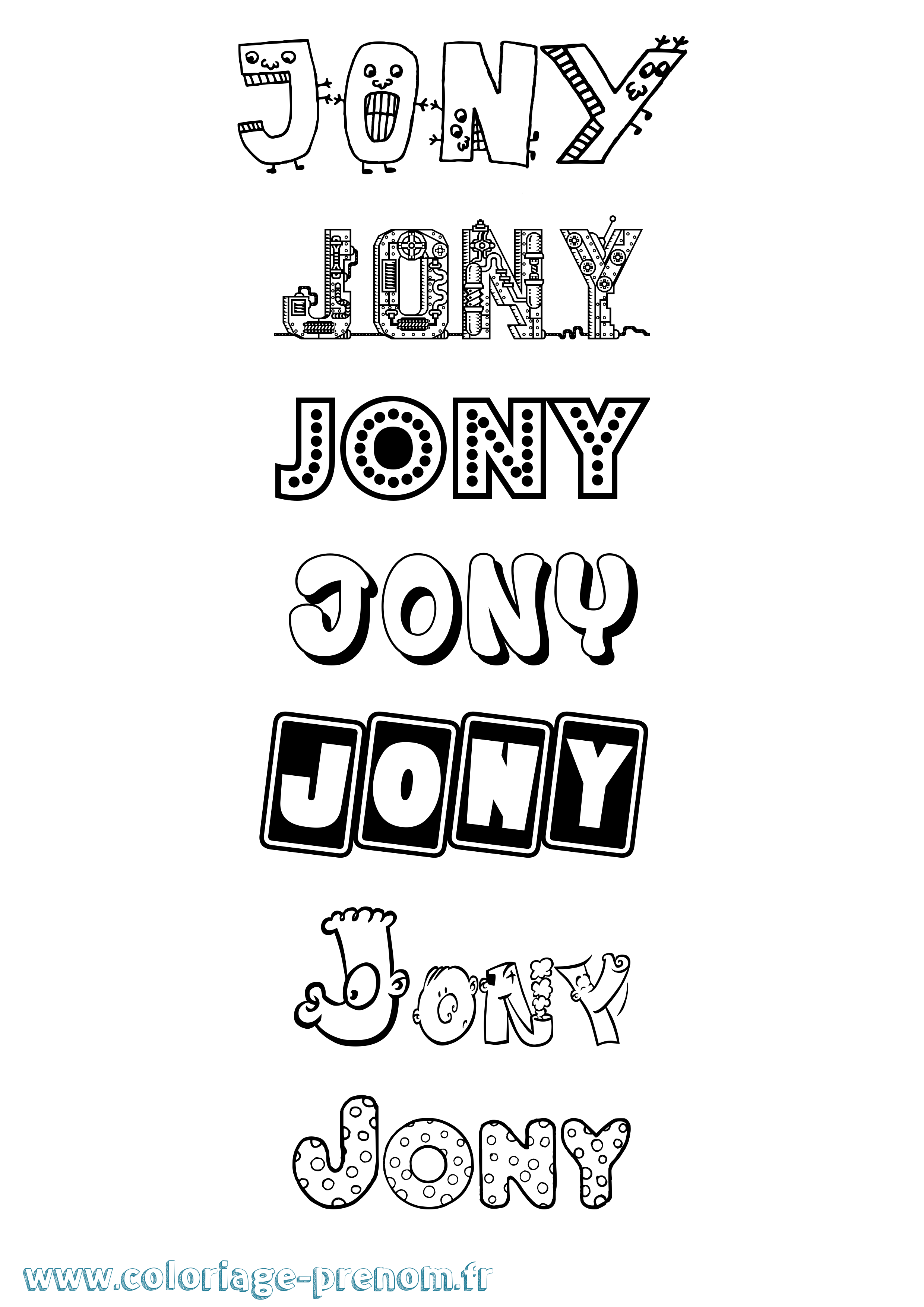 Coloriage Jony Fun Coloriage prénom Jony Fun