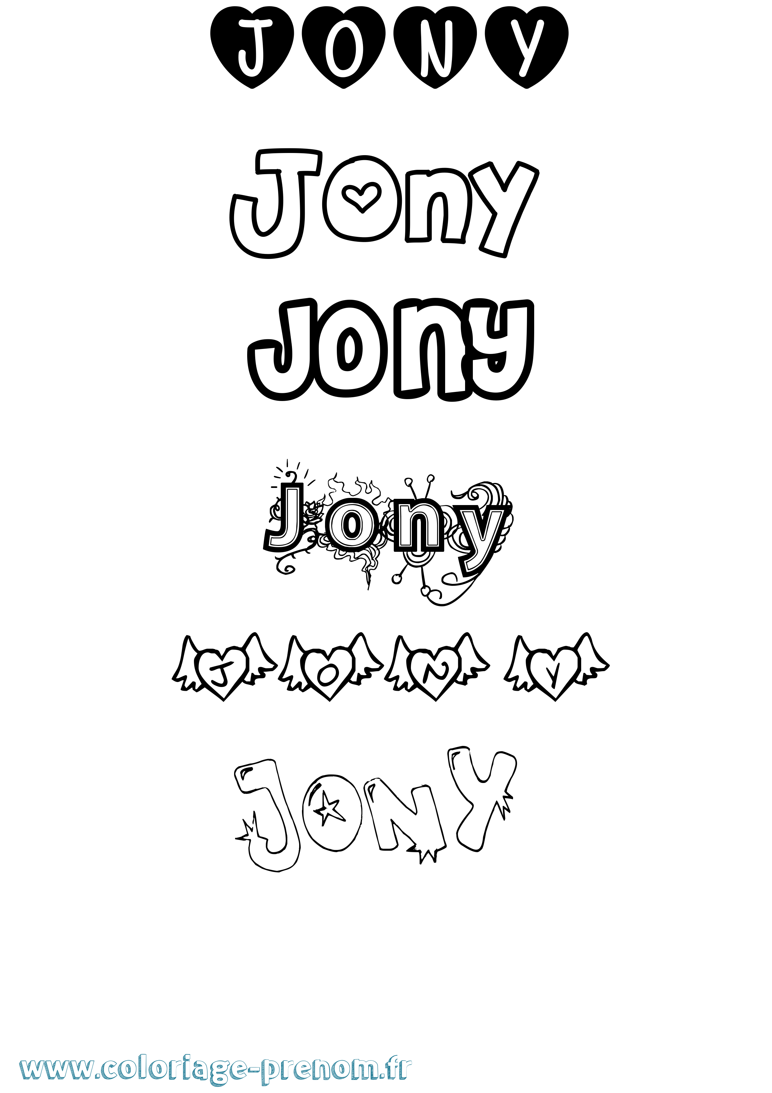 Coloriage Jony Girly Coloriage prénom Jony Girly