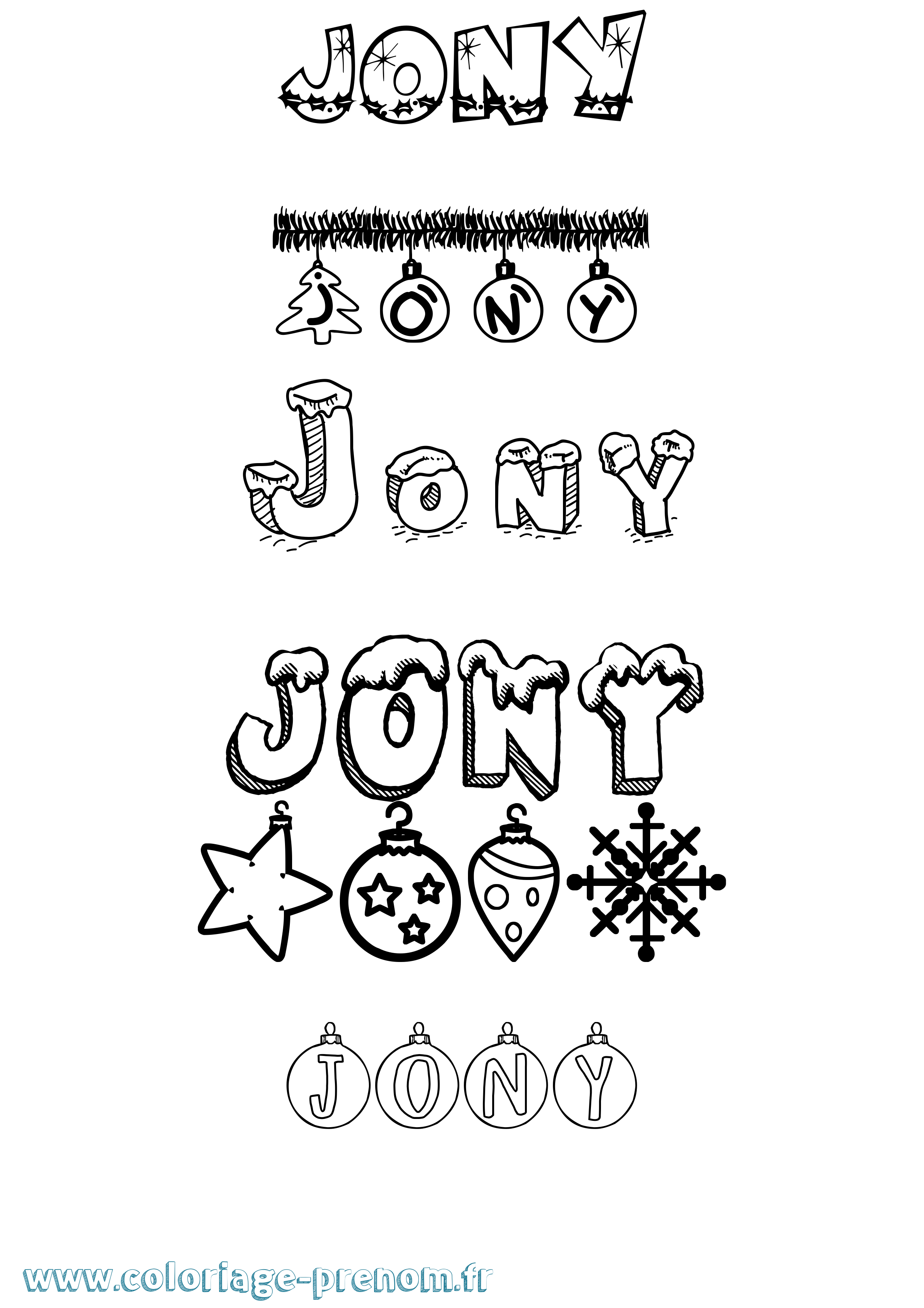 Coloriage Jony Noël Coloriage prénom Jony Noël