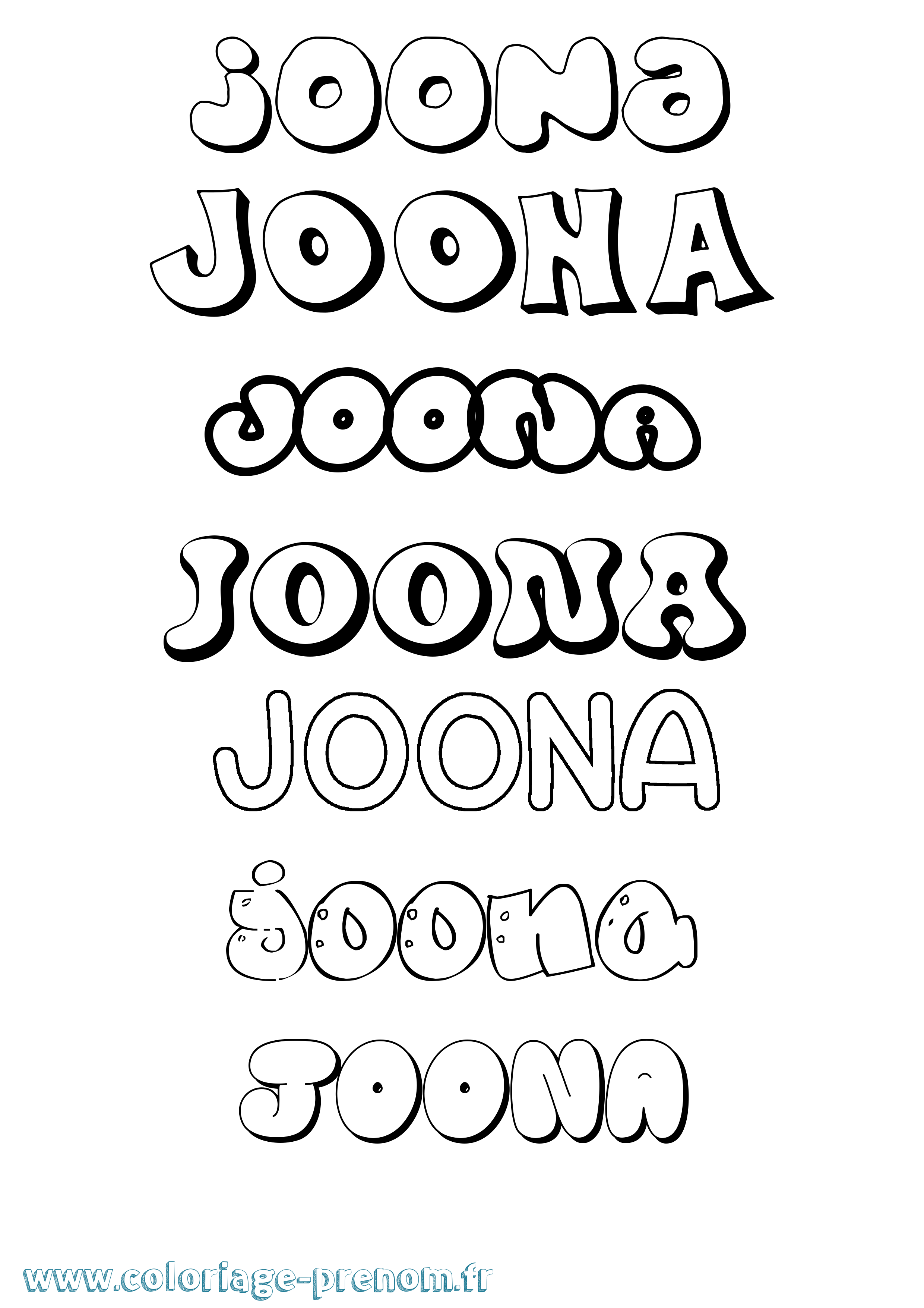 Coloriage Joona Bubble Coloriage prénom Joona Bubble