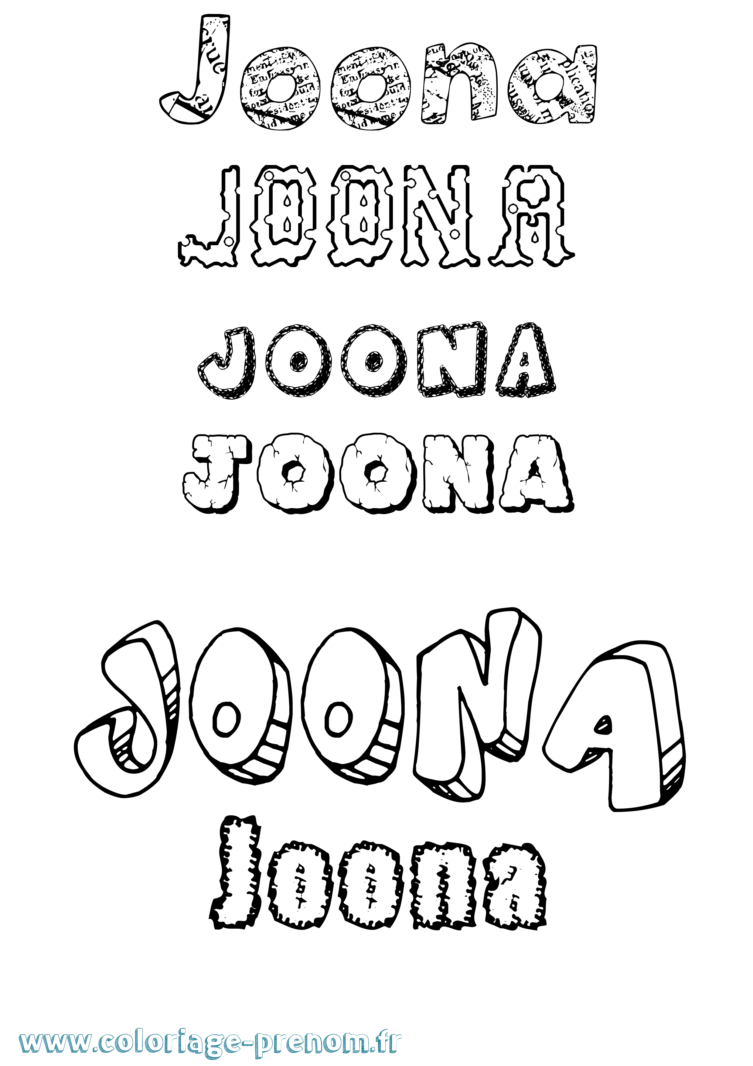 Coloriage Joona Destructuré Coloriage prénom Joona Destructuré