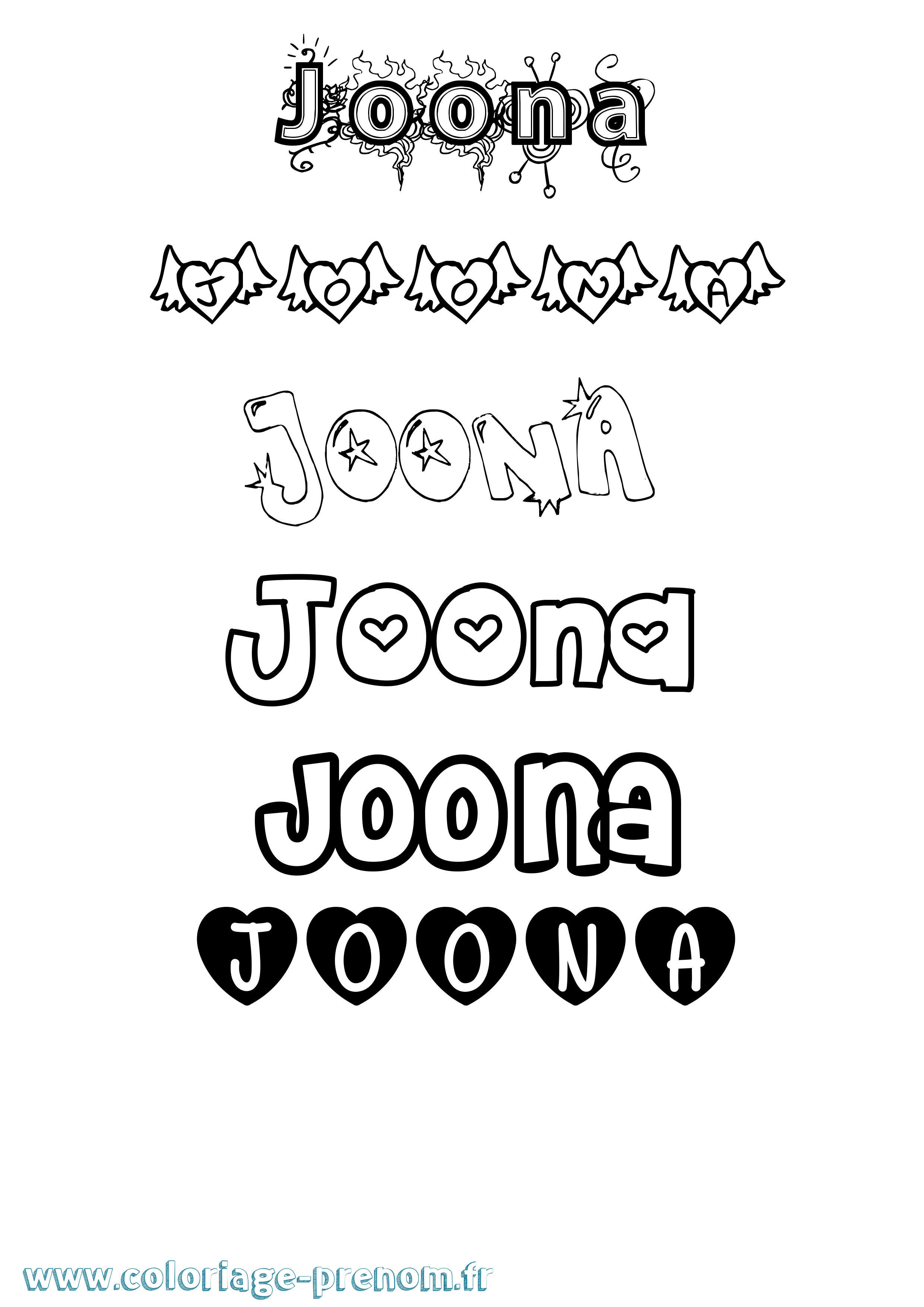 Coloriage Joona Girly Coloriage prénom Joona Girly