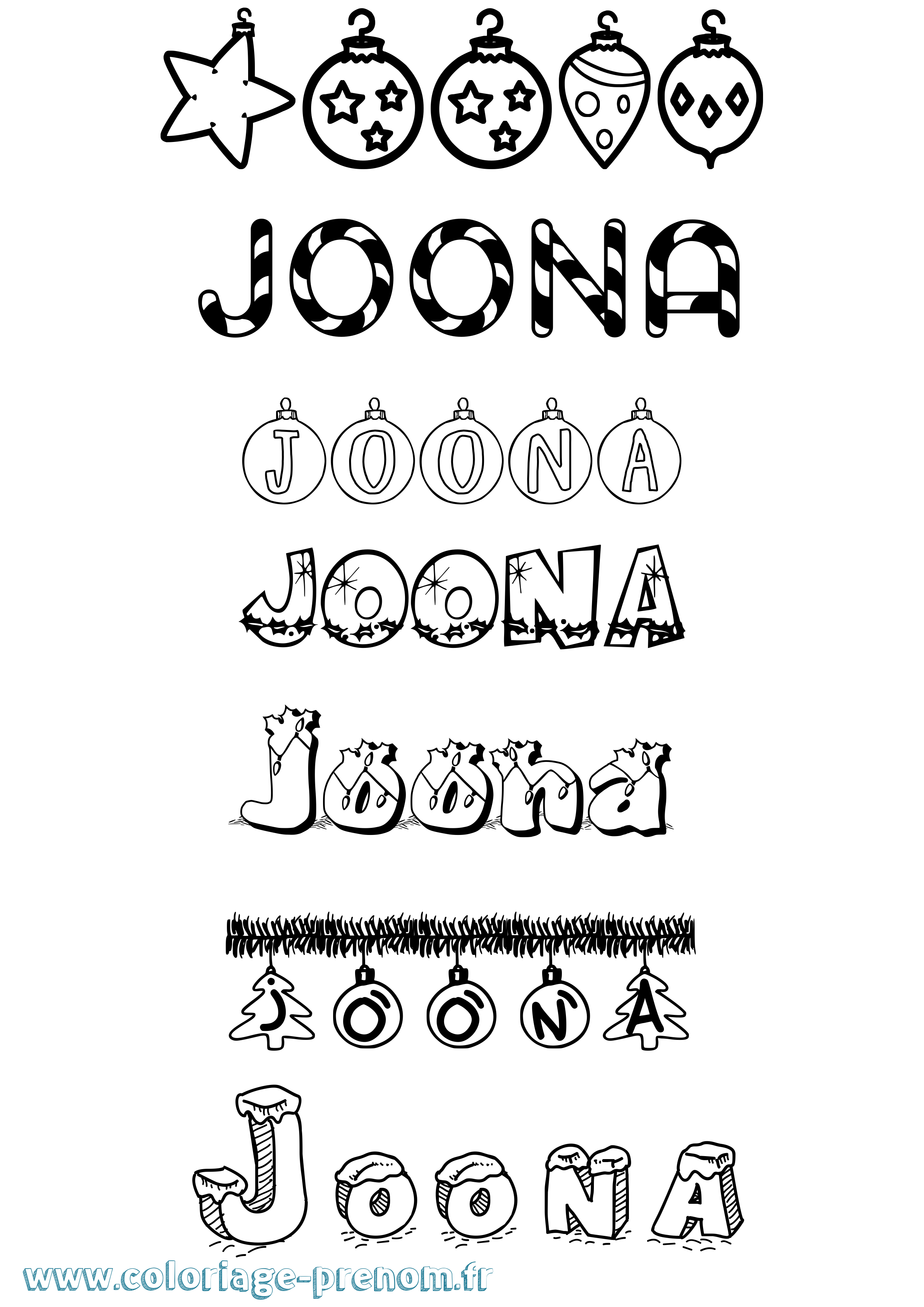 Coloriage Joona Noël Coloriage prénom Joona Noël
