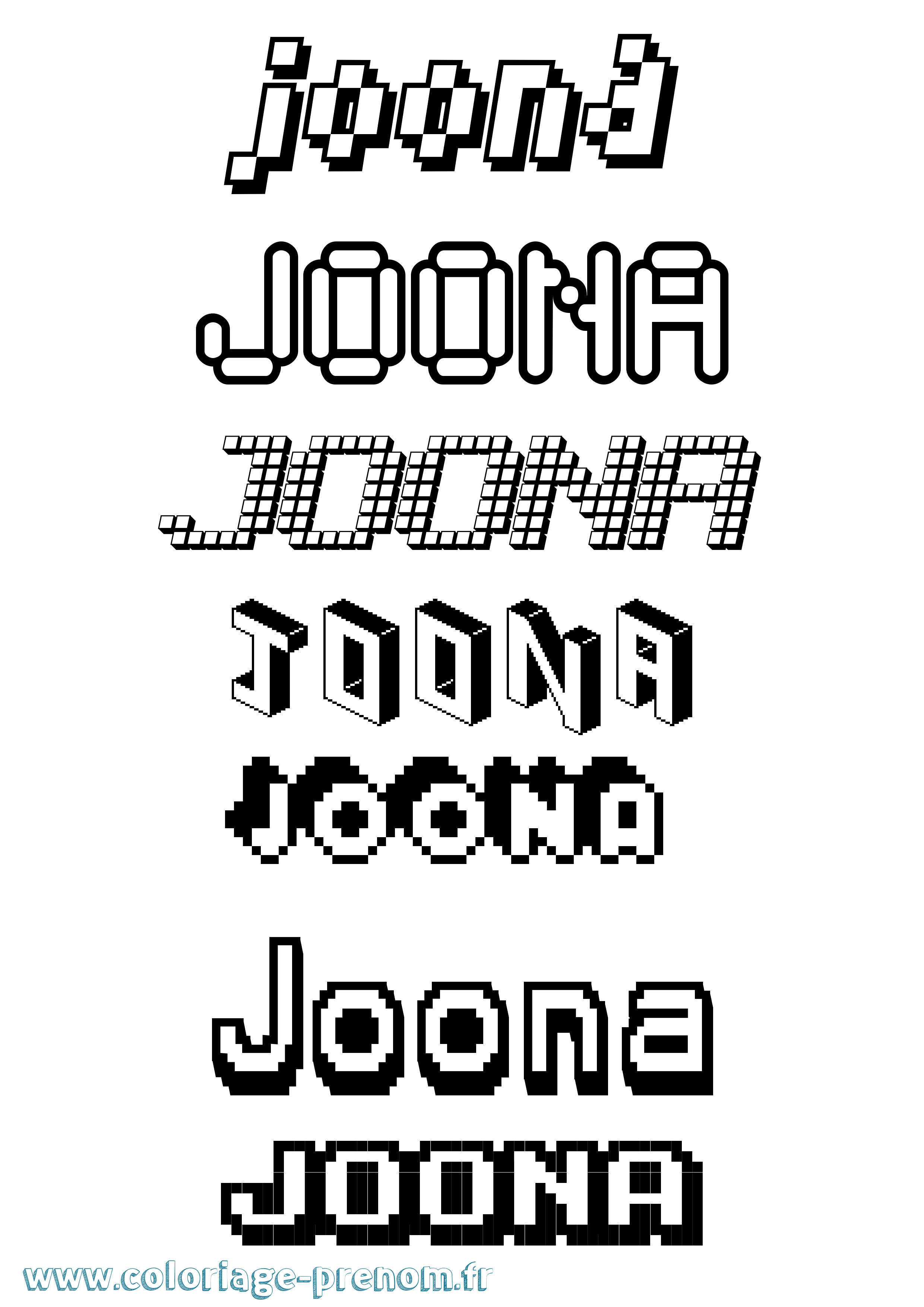 Coloriage Joona Pixel Coloriage prénom Joona Pixel
