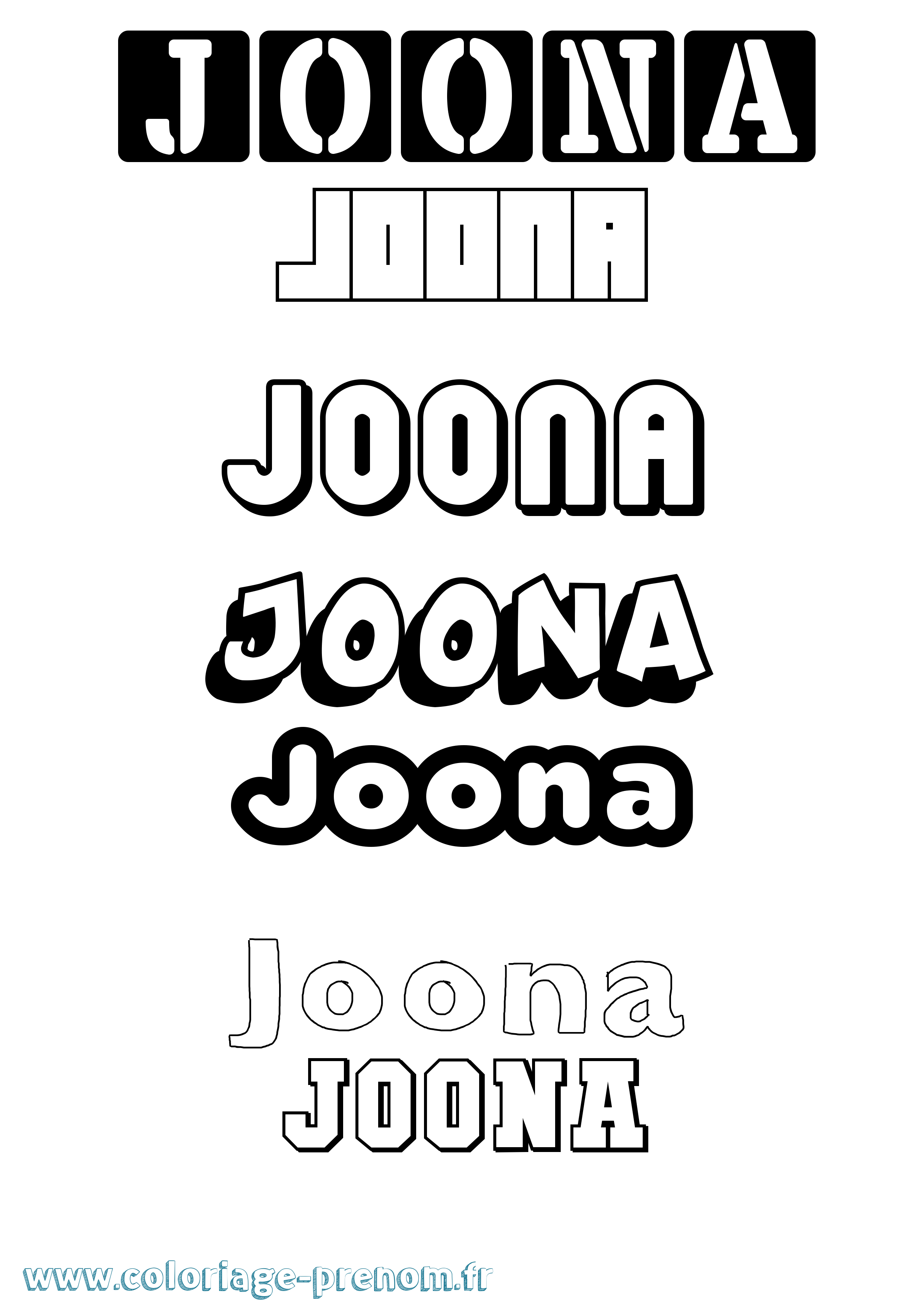 Coloriage Joona Simple Coloriage prénom Joona Simple