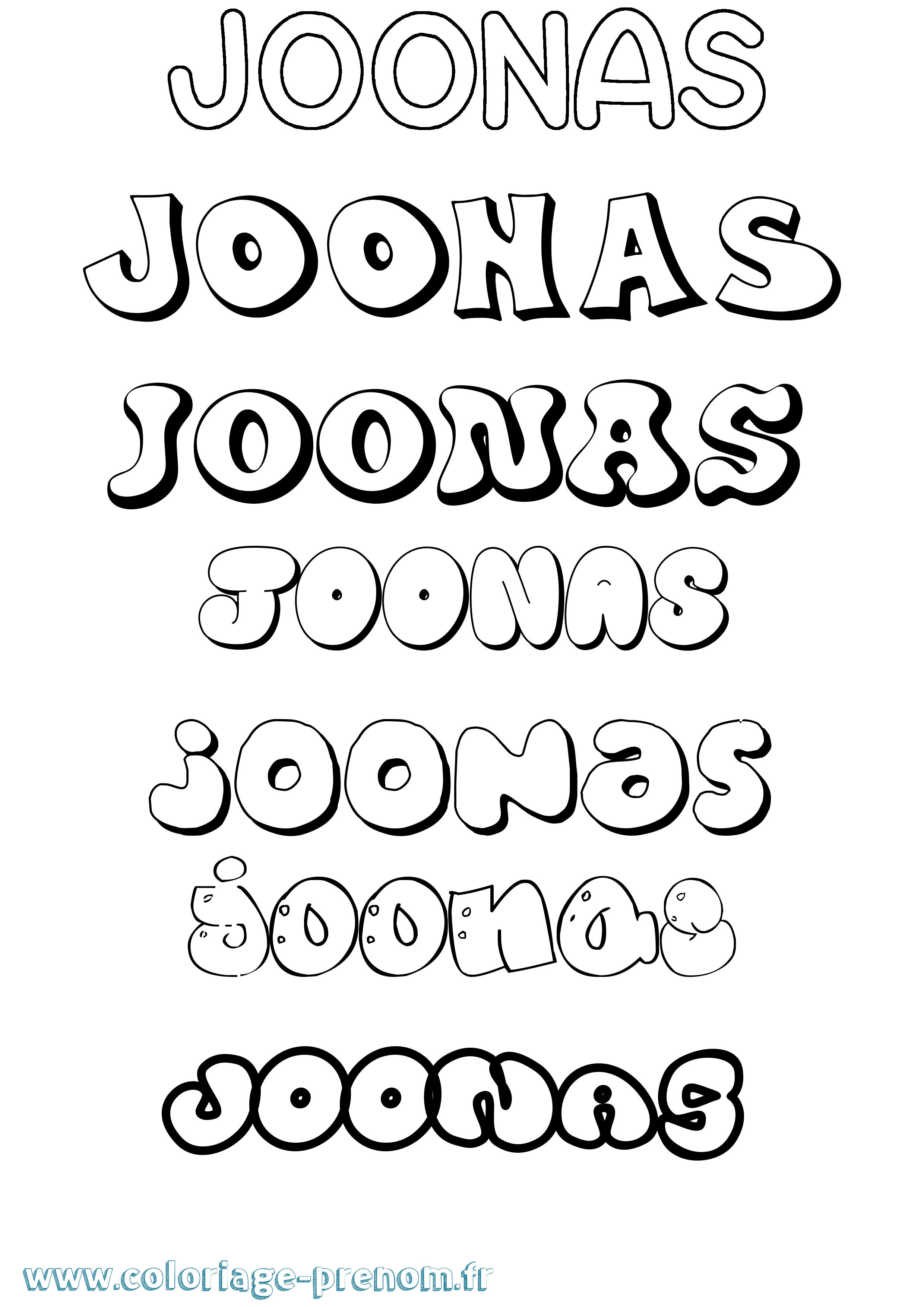 Coloriage Joonas Bubble Coloriage prénom Joonas Bubble