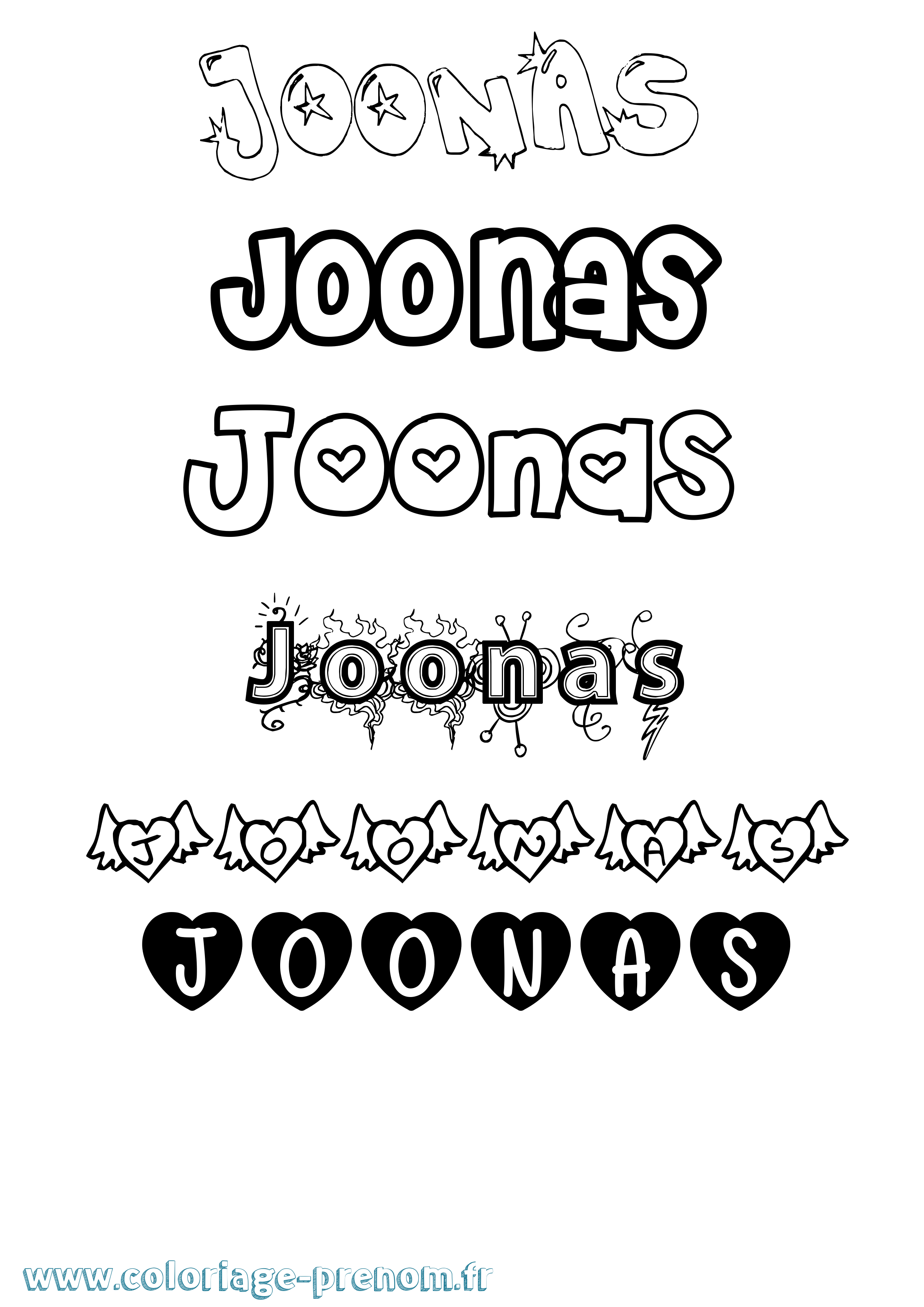 Coloriage Joonas Girly Coloriage prénom Joonas Girly