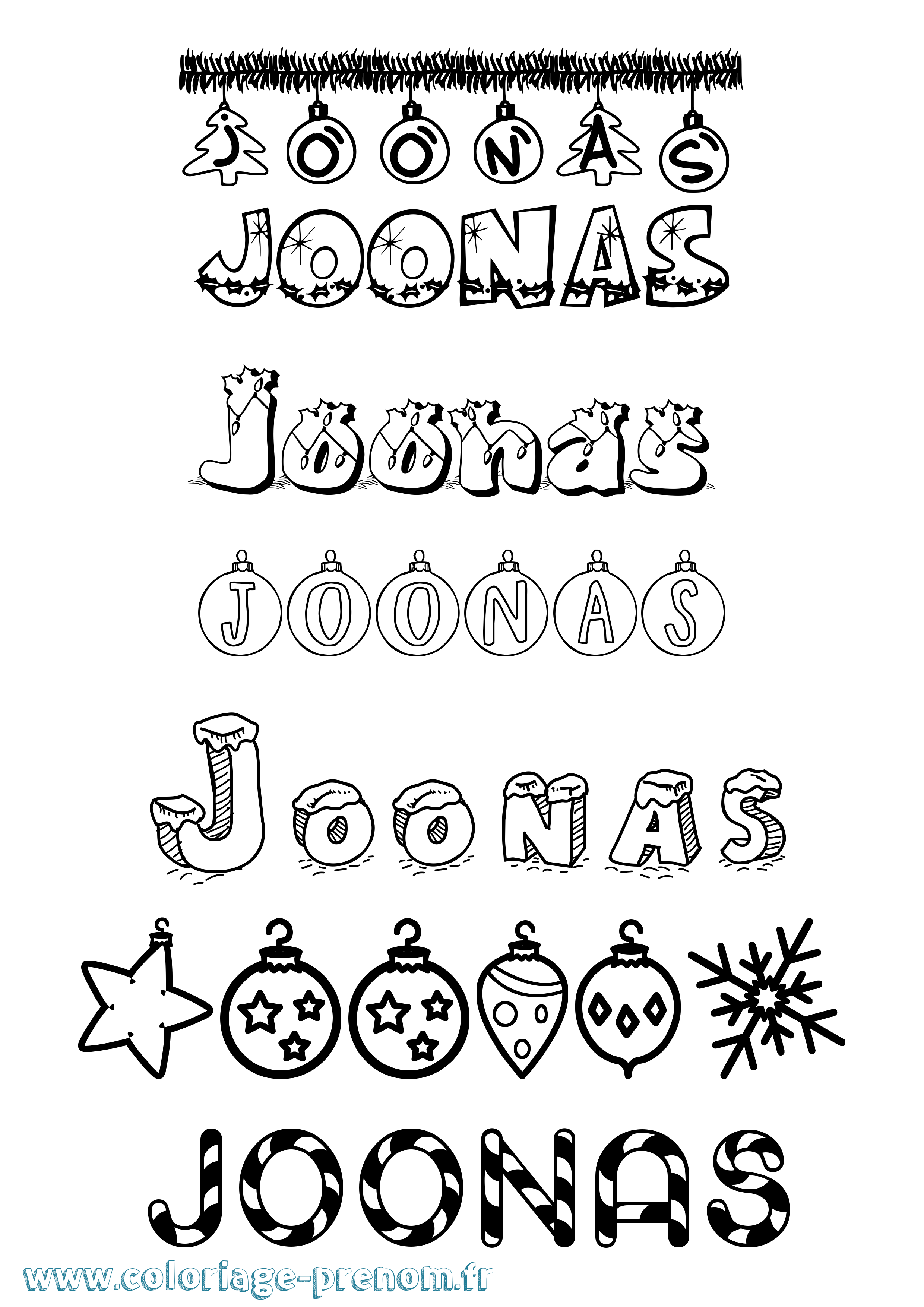 Coloriage Joonas Noël Coloriage prénom Joonas Noël