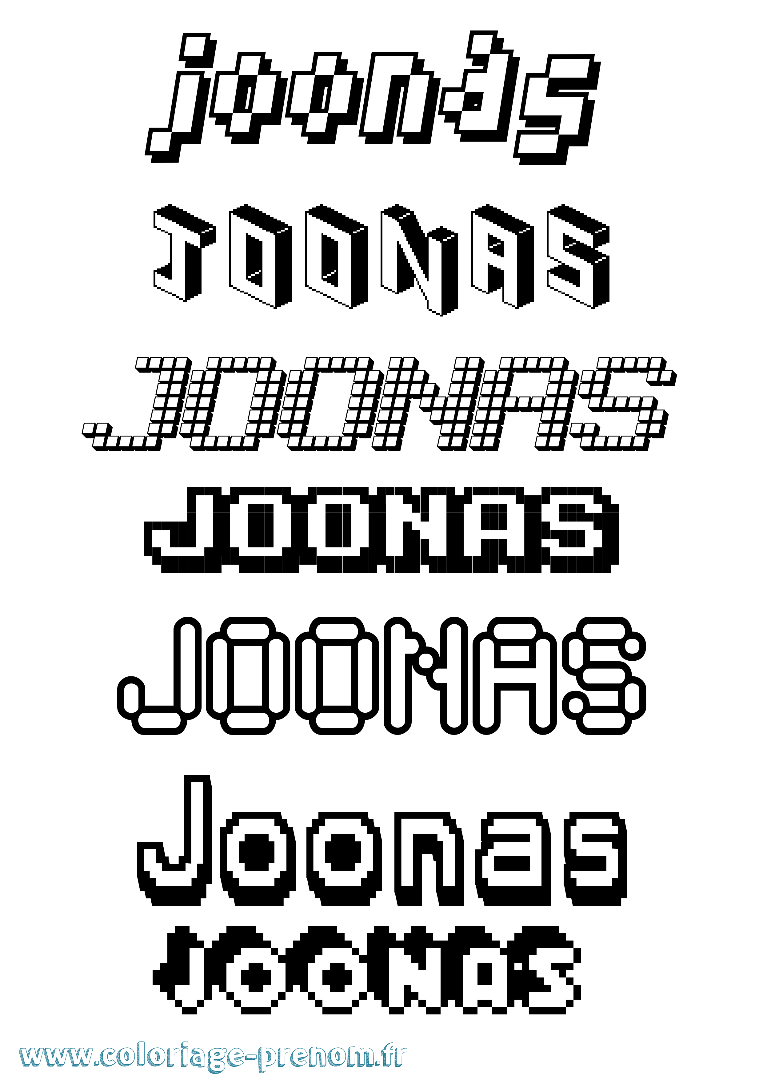 Coloriage Joonas Pixel Coloriage prénom Joonas Pixel