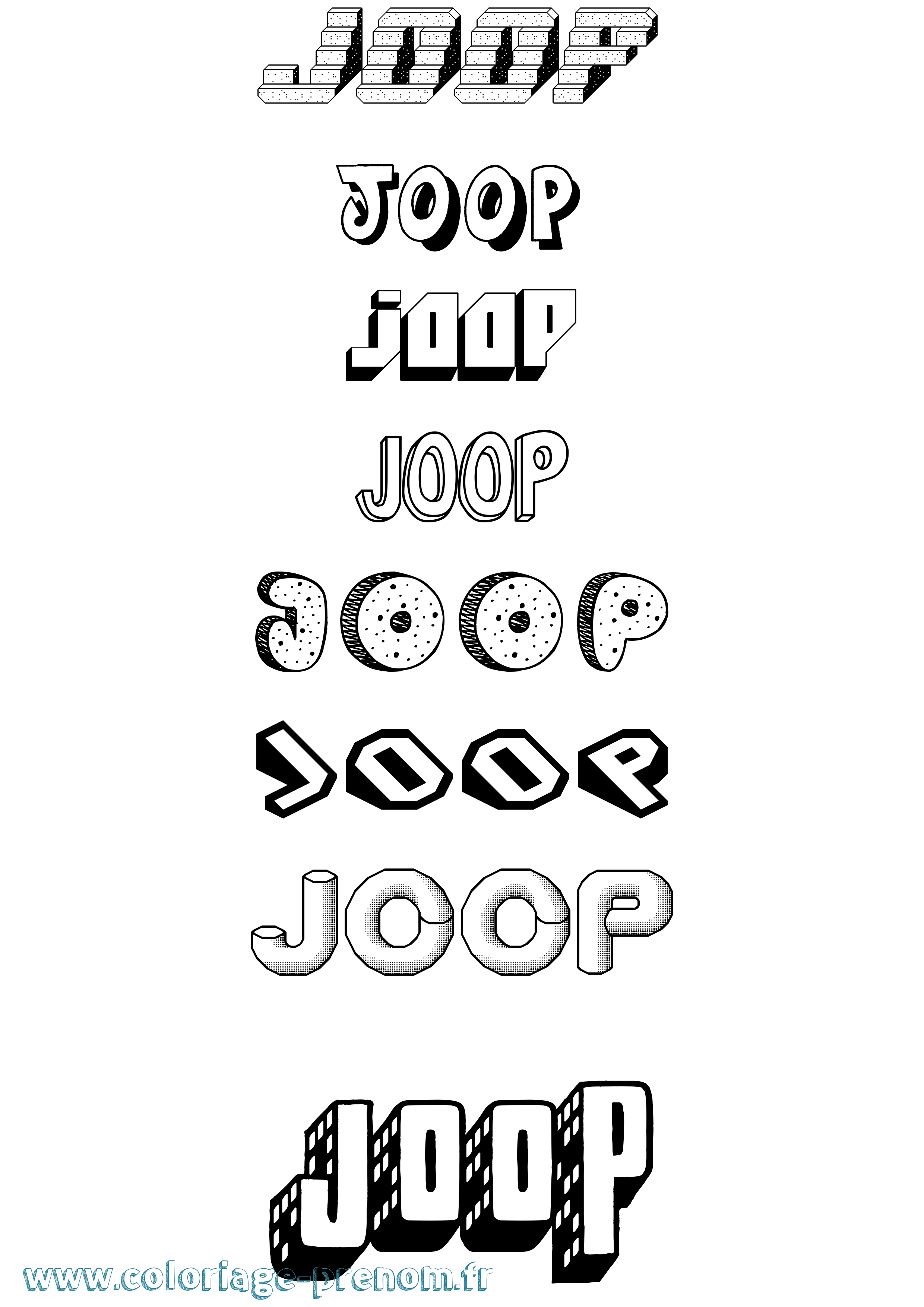Coloriage Joop Effet 3D Coloriage prénom Joop Effet 3D