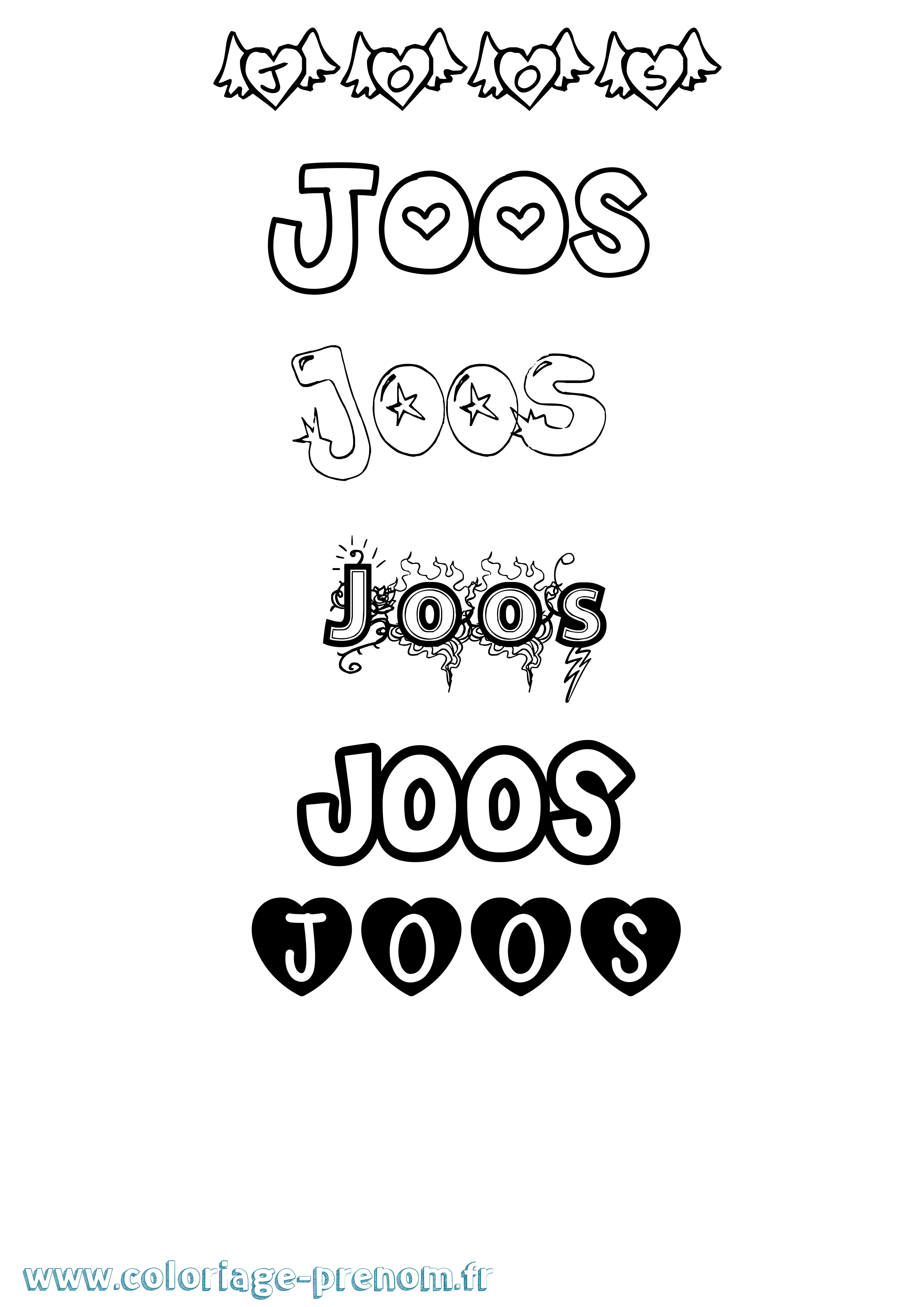 Coloriage Joos Girly Coloriage prénom Joos Girly