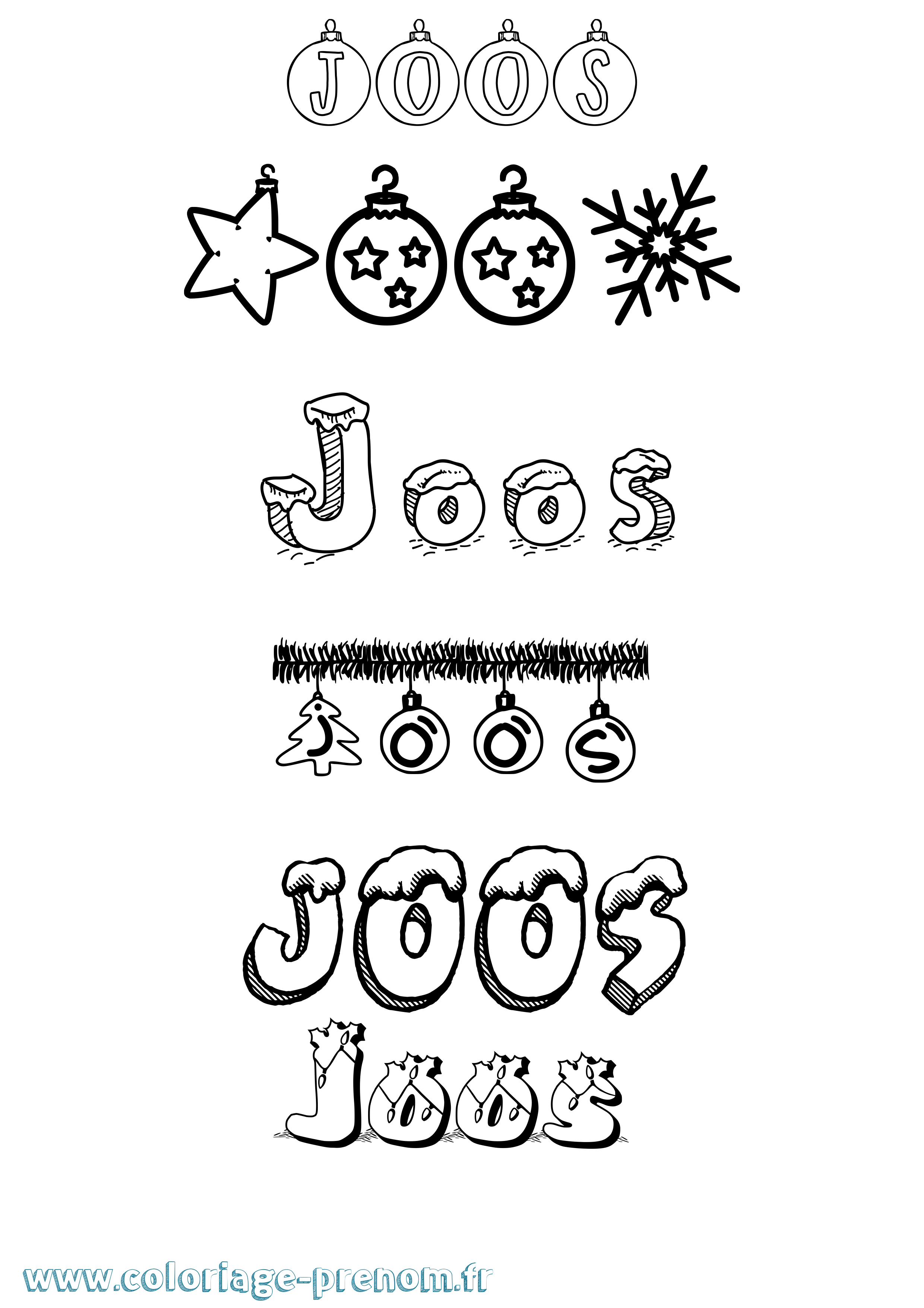 Coloriage Joos Noël Coloriage prénom Joos Noël