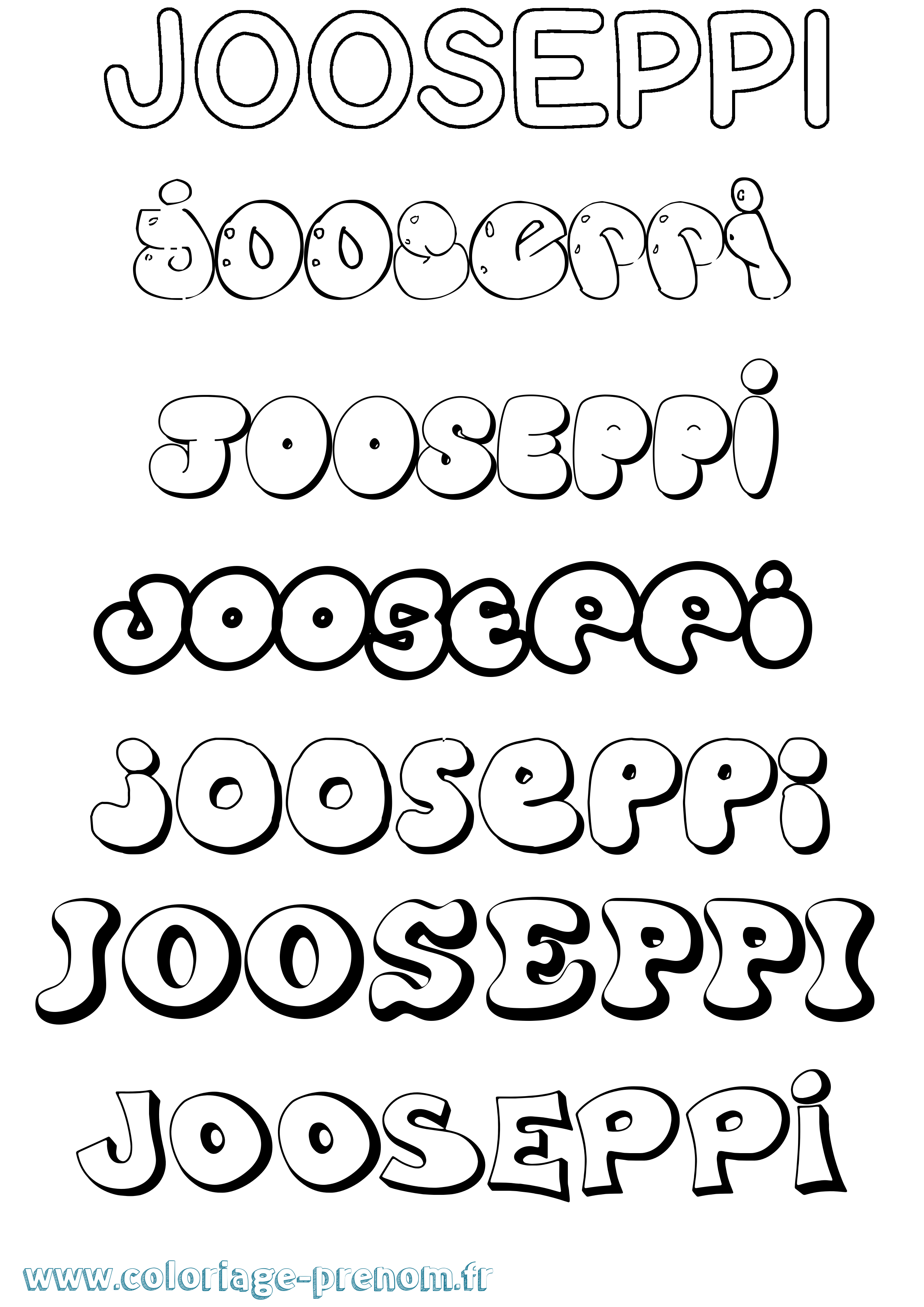 Coloriage Jooseppi Bubble Coloriage prénom Jooseppi Bubble