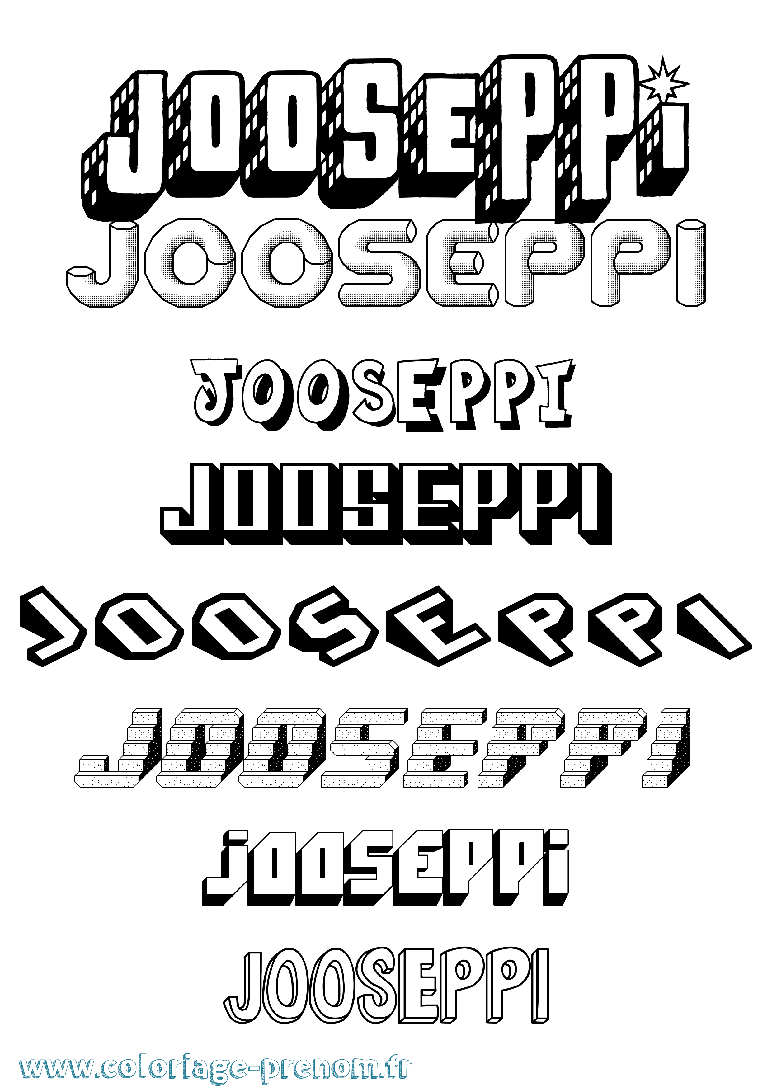 Coloriage Jooseppi Effet 3D Coloriage prénom Jooseppi Effet 3D