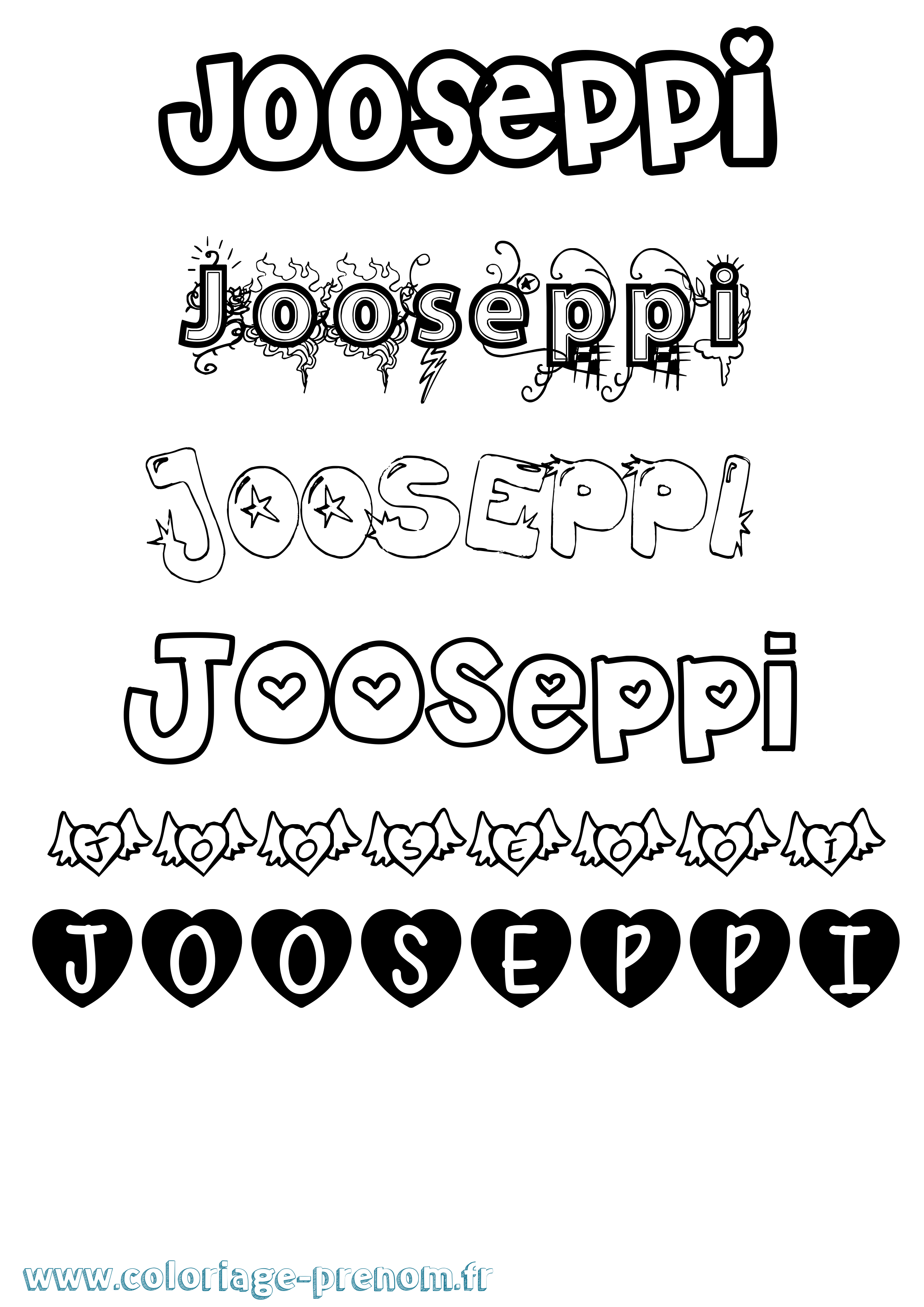 Coloriage Jooseppi Girly Coloriage prénom Jooseppi Girly