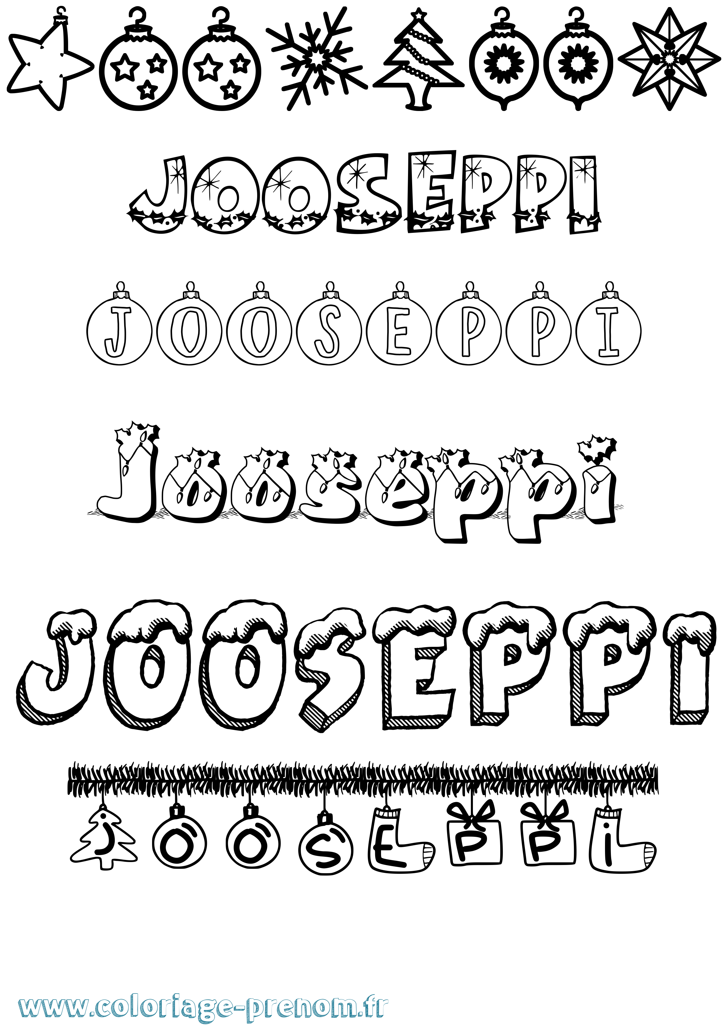 Coloriage Jooseppi Noël Coloriage prénom Jooseppi Noël