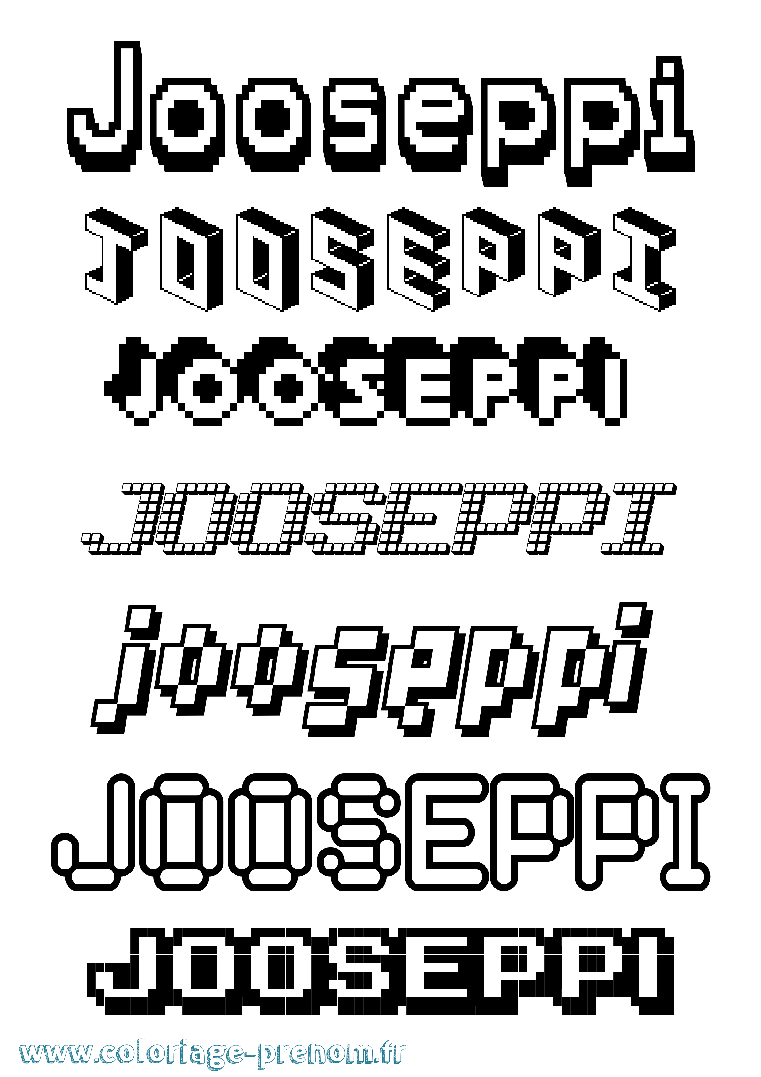 Coloriage Jooseppi Pixel Coloriage prénom Jooseppi Pixel