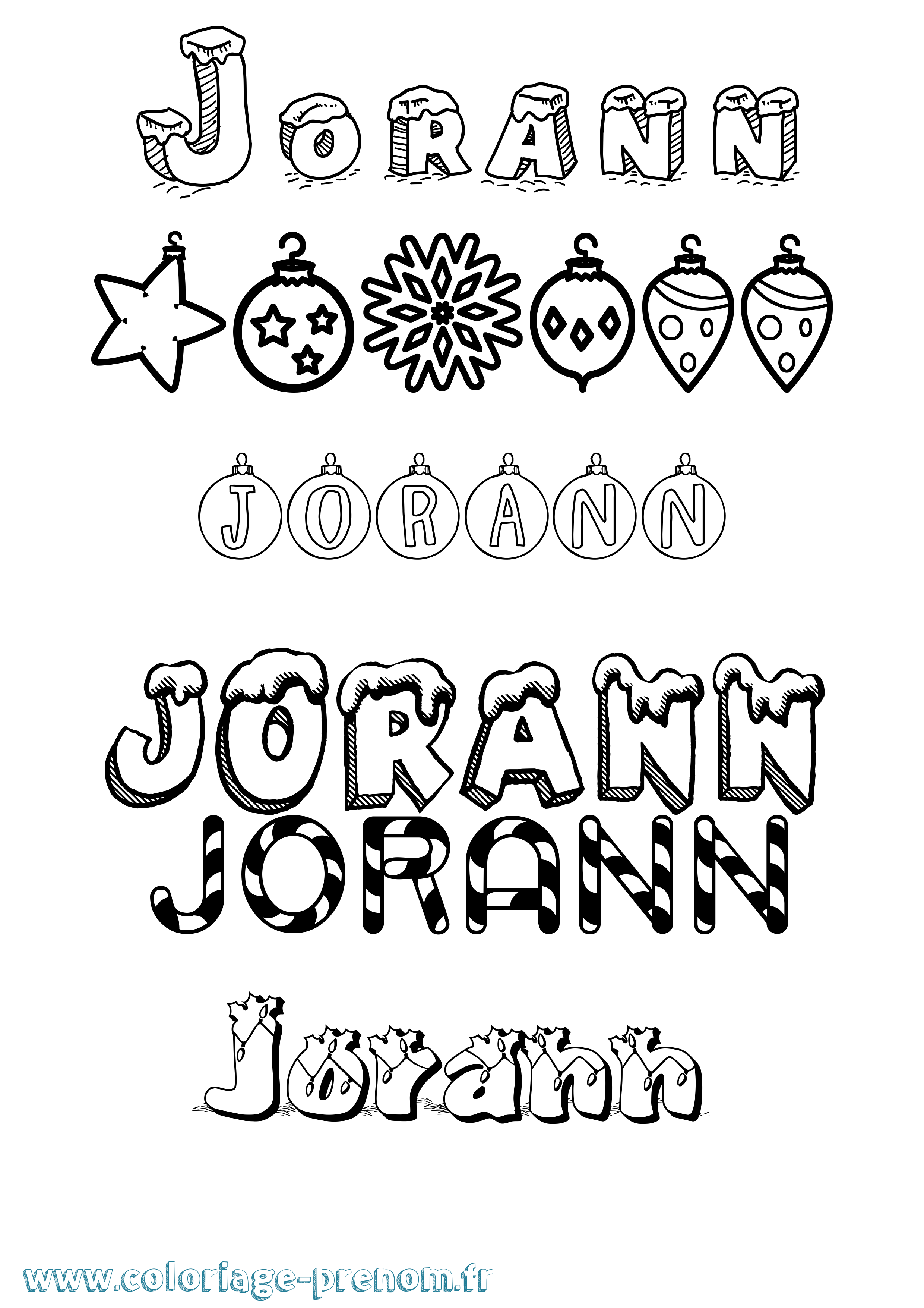 Coloriage Jorann Noël Coloriage prénom Jorann Noël
