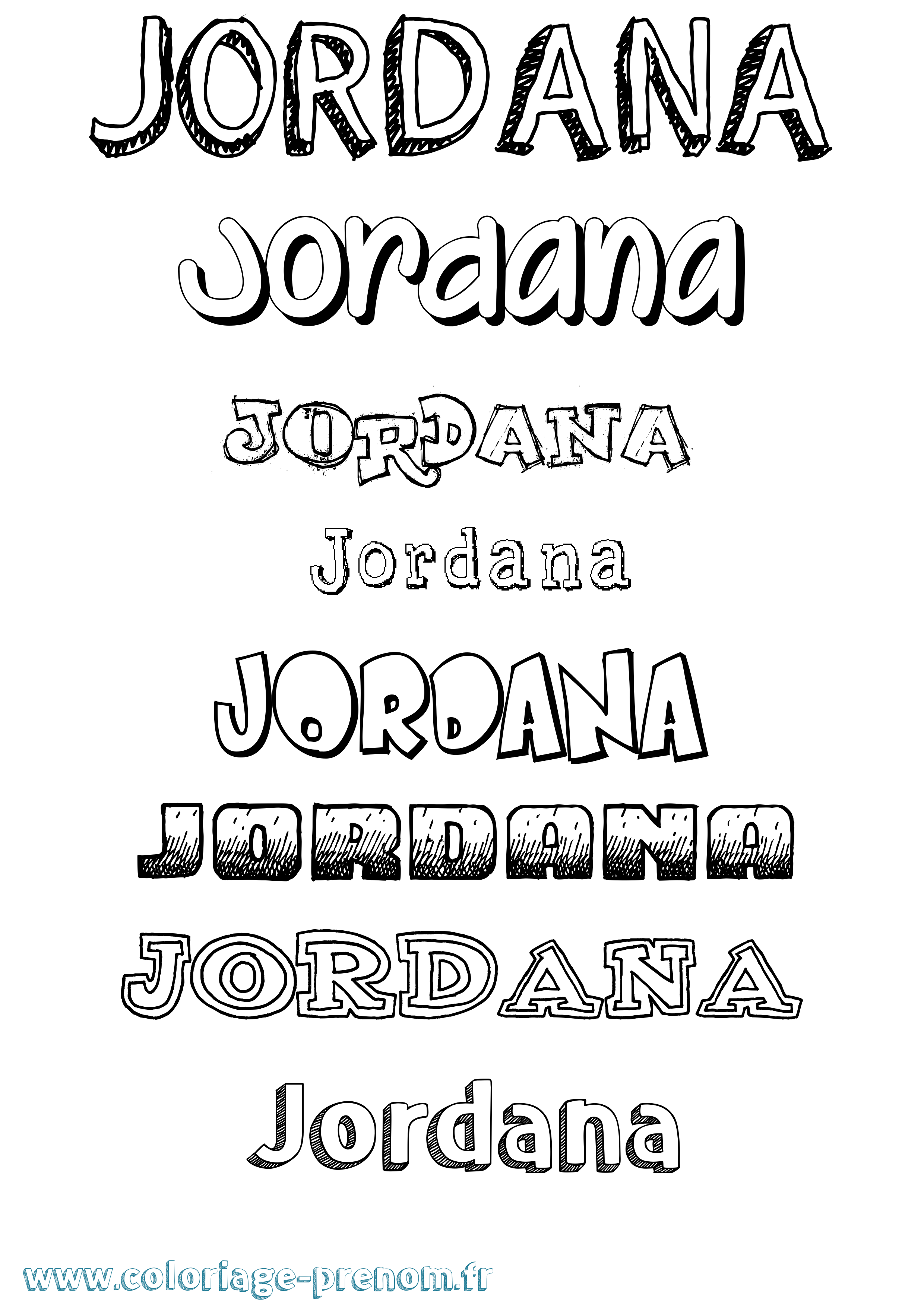 Coloriage Jordana Dessiné Coloriage prénom Jordana Dessiné